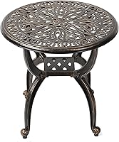 C/G Patio Casa Cast Aluminum Round Side Table - Ornate Floral Copper Outdoor End Table, 18" Elegant Plant Stand