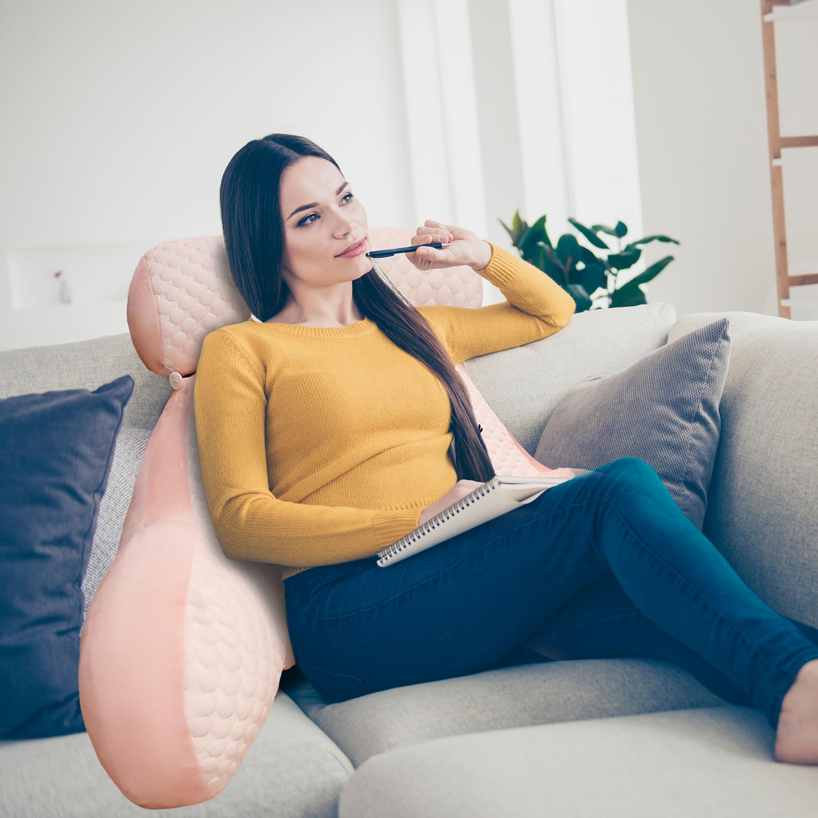 LELEFIDO Cuscino da lettura– Supporto a Cuneo Triangolare per Letto e Divano, Schienale Confortevole, Cuscino Morbido per Leggere e Rilassarsi, Rivestimento Sfoderabile Lavabile