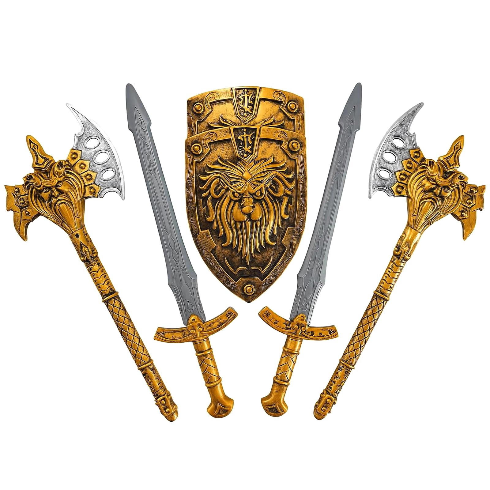 SENSORY4U Gladiator Warrior Toy Costume Set – Medieval Sword and Shield Bow and Arrow Toy Set For Kids – Roman Figher Pretend Play 7 Piece Knight Barbarian Set