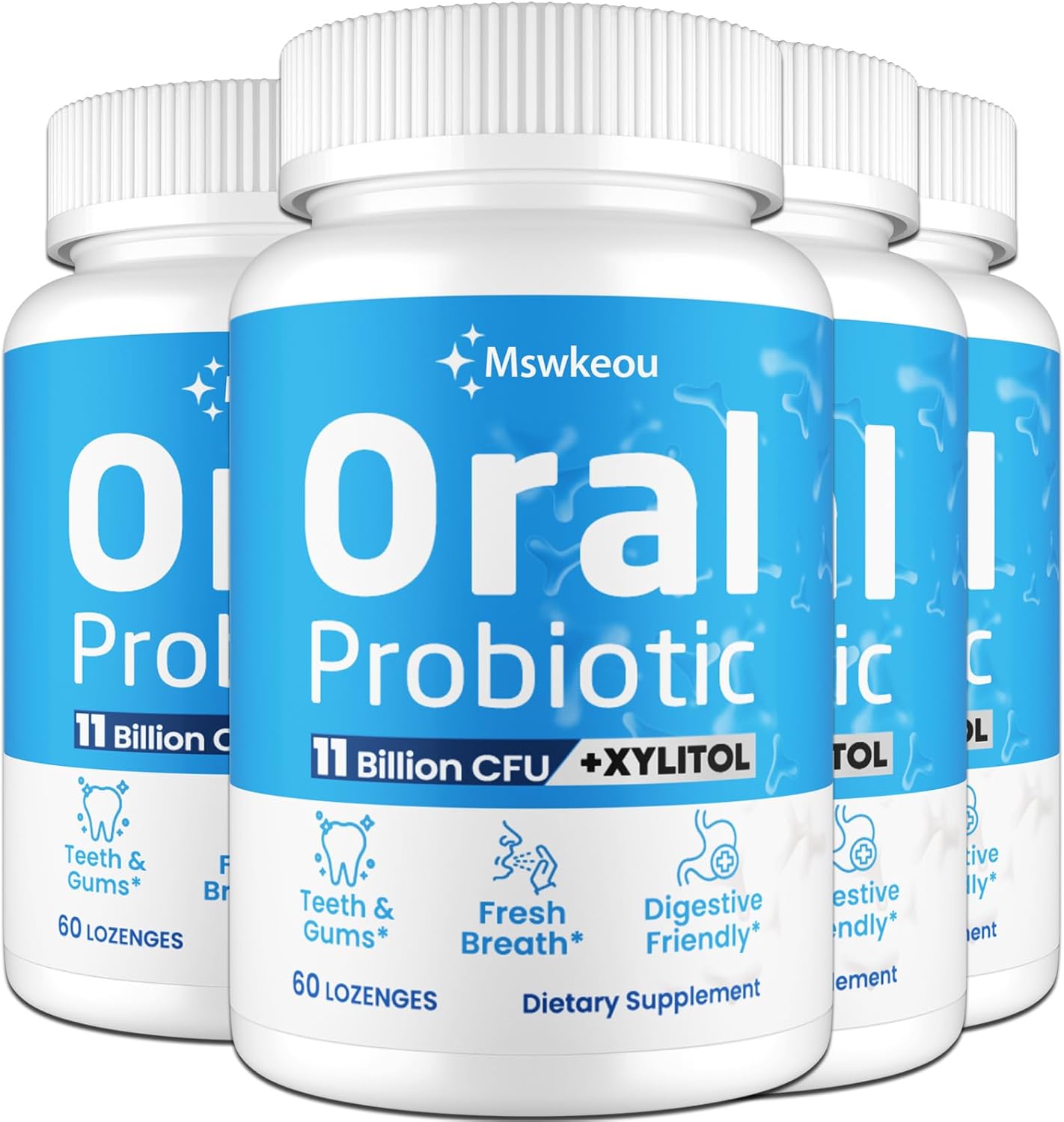 Oral Probiotics for Mouth Bad Breath for Adults 11 Billion CFU, Best Breath Oral Dental Probiotics for Teeth & Gums, Fresh Breath, Halitosis & Gut Health, 4 Packs