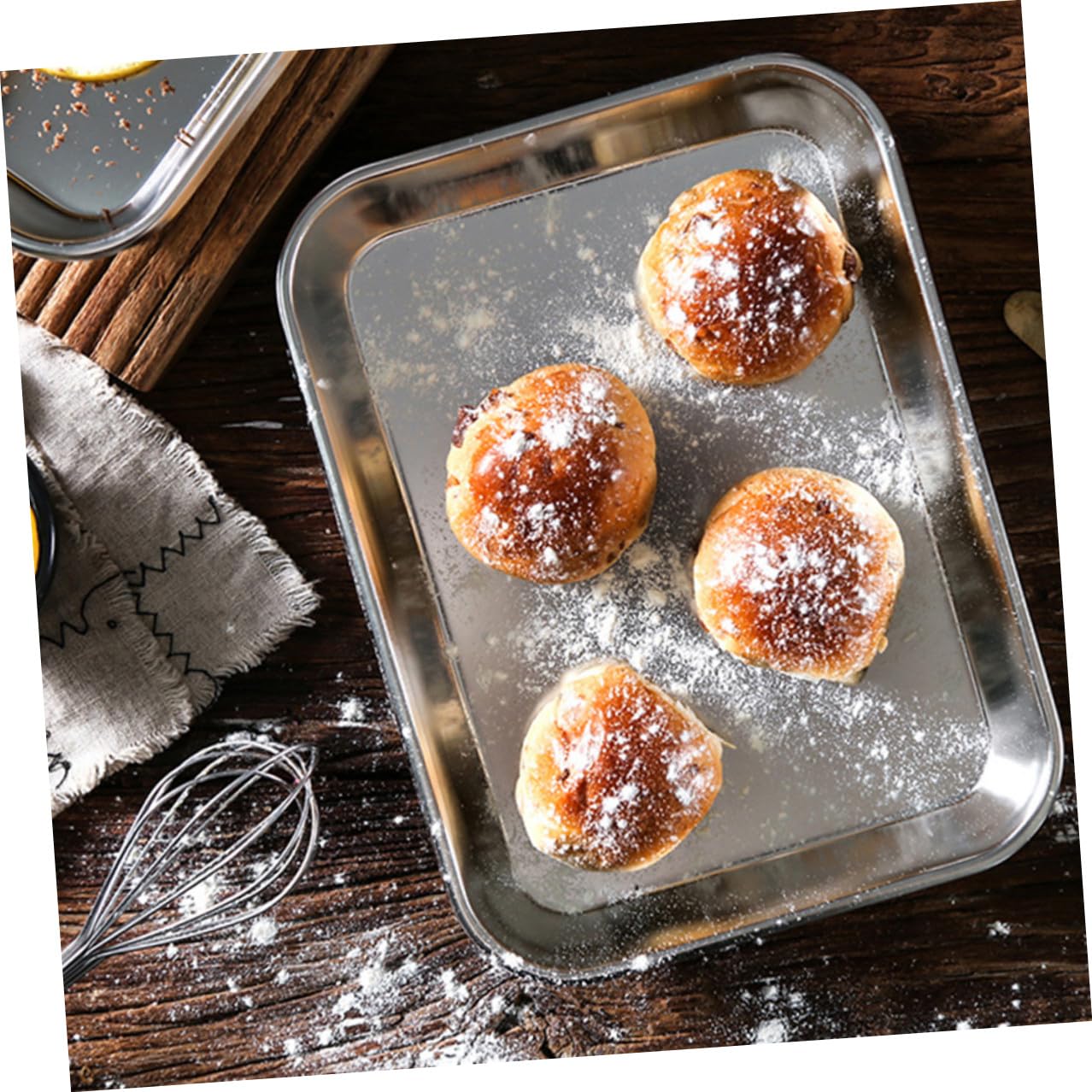 DOITOOL 3 piezas Bandejas de Horno Rectangulares de Acero Inoxidable Bandeja Multifuncional para Hornear Galletas Asar y Almacenar Aptas para Horno y Fácil Limpieza