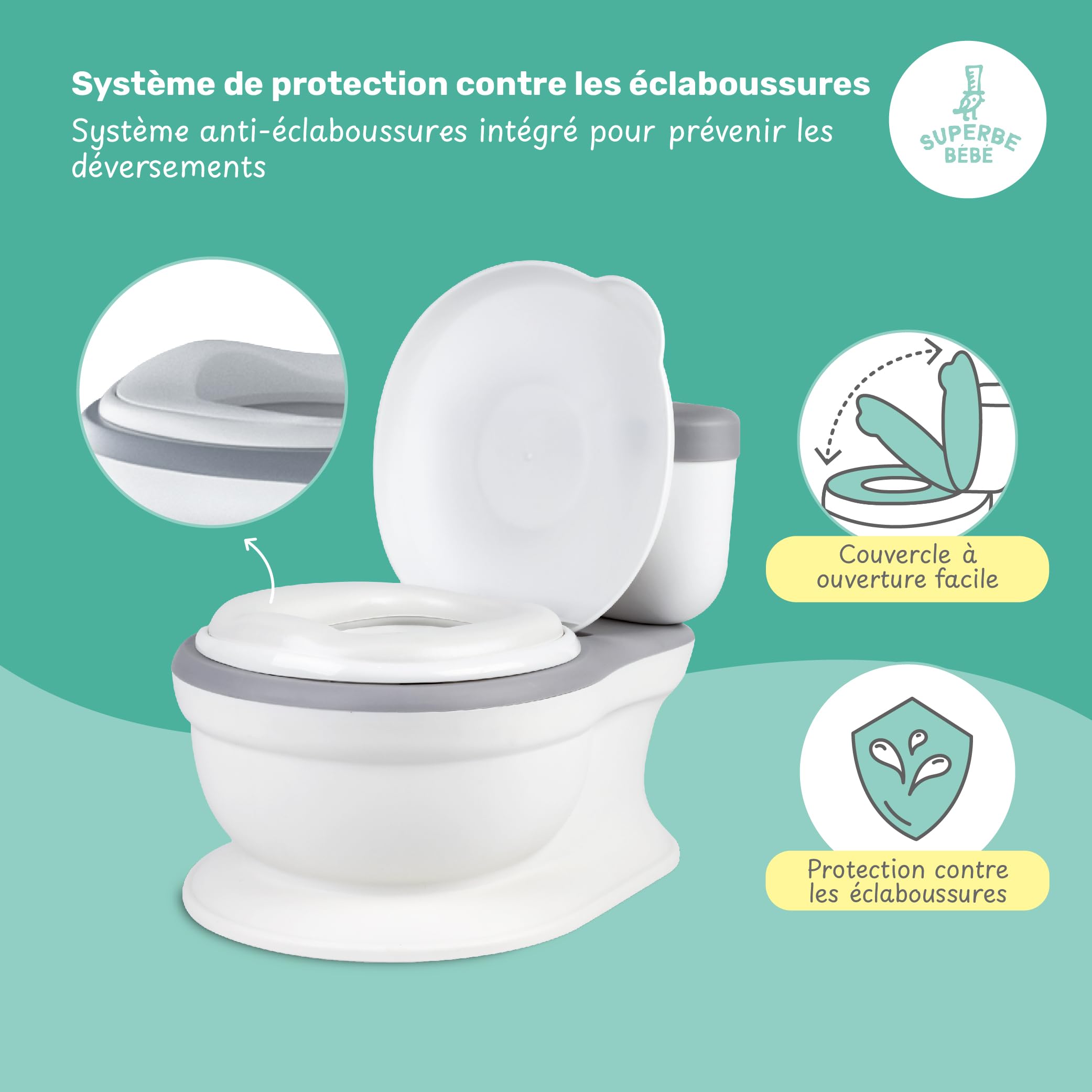 Pot Bébé Toilette Musical Pour Apprentissage De La Propreté - Toilette Bebe & Enfant - Confortable Anti Dérapant Avec Bruit De Chasse & Musique - Pot Amovible - Rehausseur Toilette Reducteur Toilette