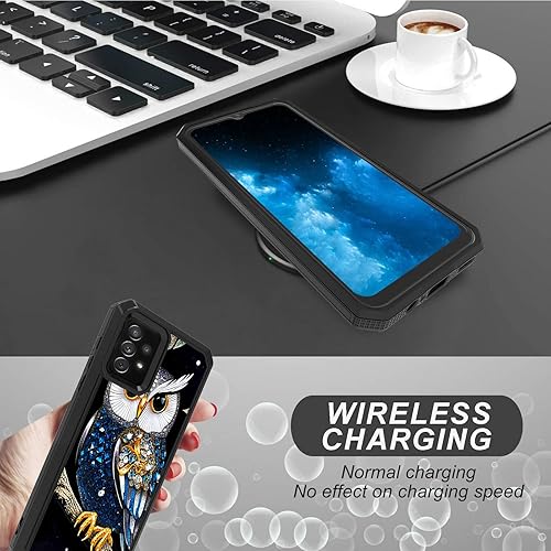 Miniatura 4 de Funda para teléfono Galaxy A53 5G con bonito patrón de búho para hombres y mujeres, doble capa híbrida de PC duro TPU suave a prueba de golpes,