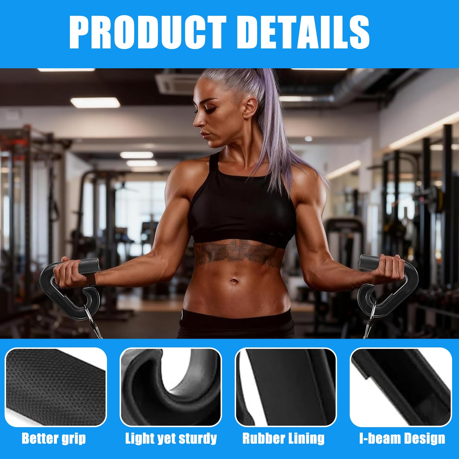 2 maniglie Double D Fitness con impugnatura neutra a 90° per trazioni e canottaggio, antiscivolo, per trazioni, cavo cavo, bilanciere, allenamento schiena