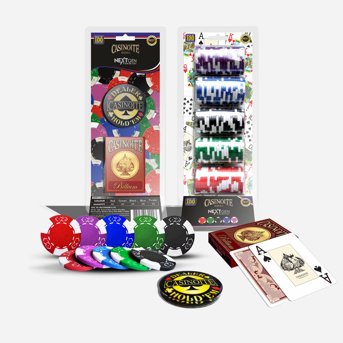 casinoite Billium 100 Poker Playing Cards Chips Set Without Denomination (Red) (B0C691N6PX) Amazon Price History, Amazon Price Tracker