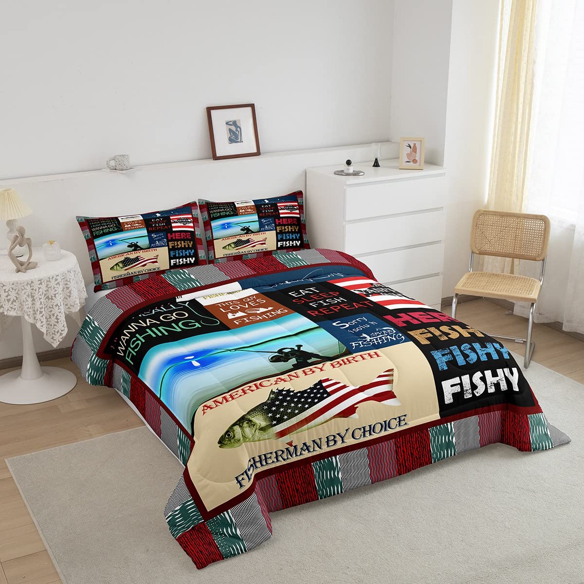 richhome Grote Snoek Vis Dekbed Quilt King Size Bass Grote Vis