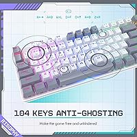 Vista 41 de RisoPhy Teclado mecánico para juegos, RGB de 104 teclas ultradelgado con retroiluminación LED USB con interruptor azul, teclas ABS duraderas, Negro