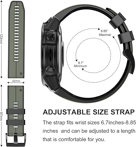 Miniatura 3 de Correa de silicona suave compatible con Garmin Fenix 6, 0.866 pulgadas (0.866 in), correa de silicona suave para Garmin Fenix 5Fenix 5 PlusFenix 6