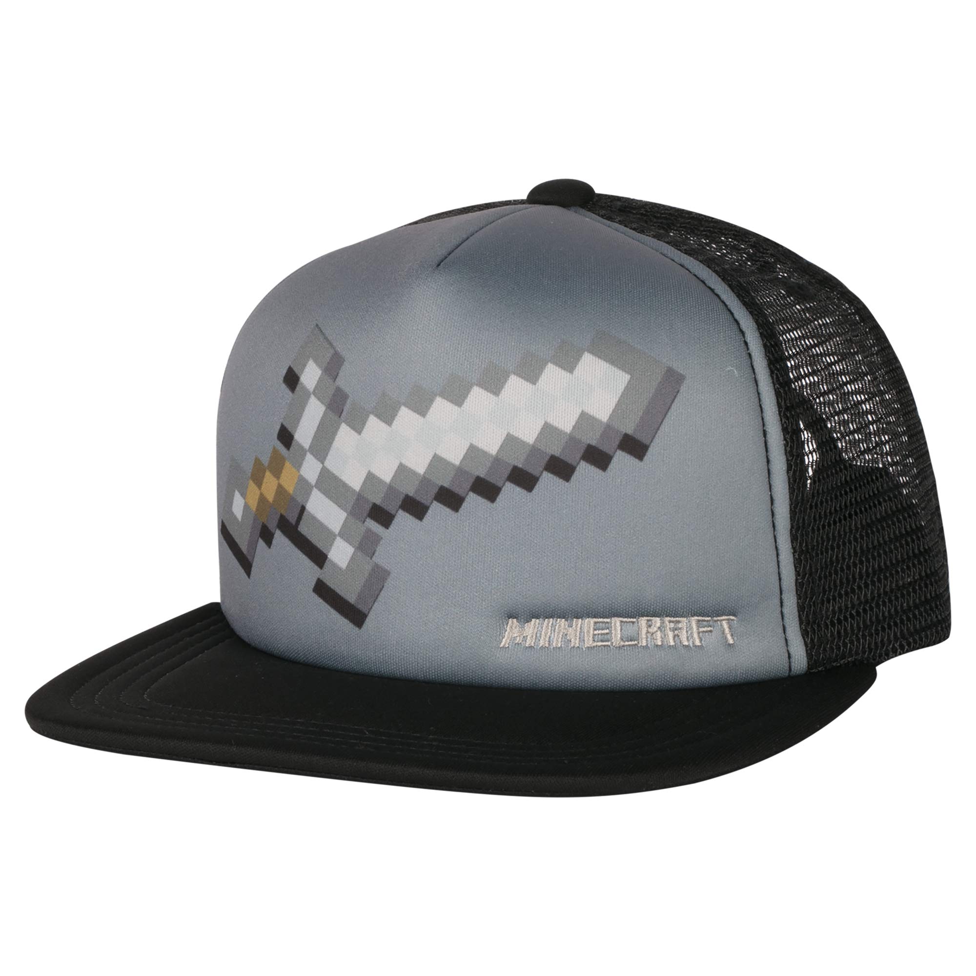 Jinx Unisex Gray Minecraft Iron Sword Trucker Snapback Baseball Hat, Youth Fit