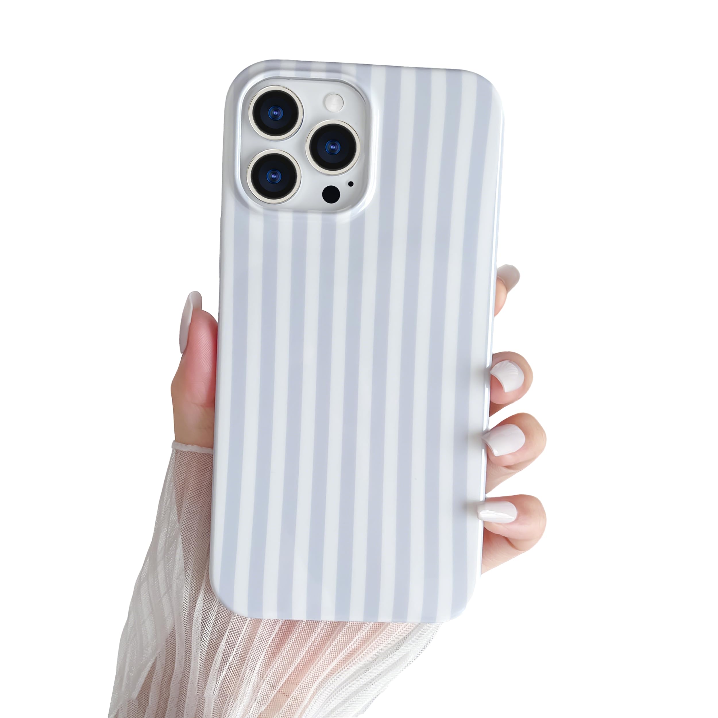 SmoBea Kompatibel mit iPhone 14 Pro Hülle, Süßes Striped Handyhülle, Weiches TPU, Schlanke, Stoßfeste Telefonabdeckung für Frauen und Mädchen, Schön und Stilvoll, Blau