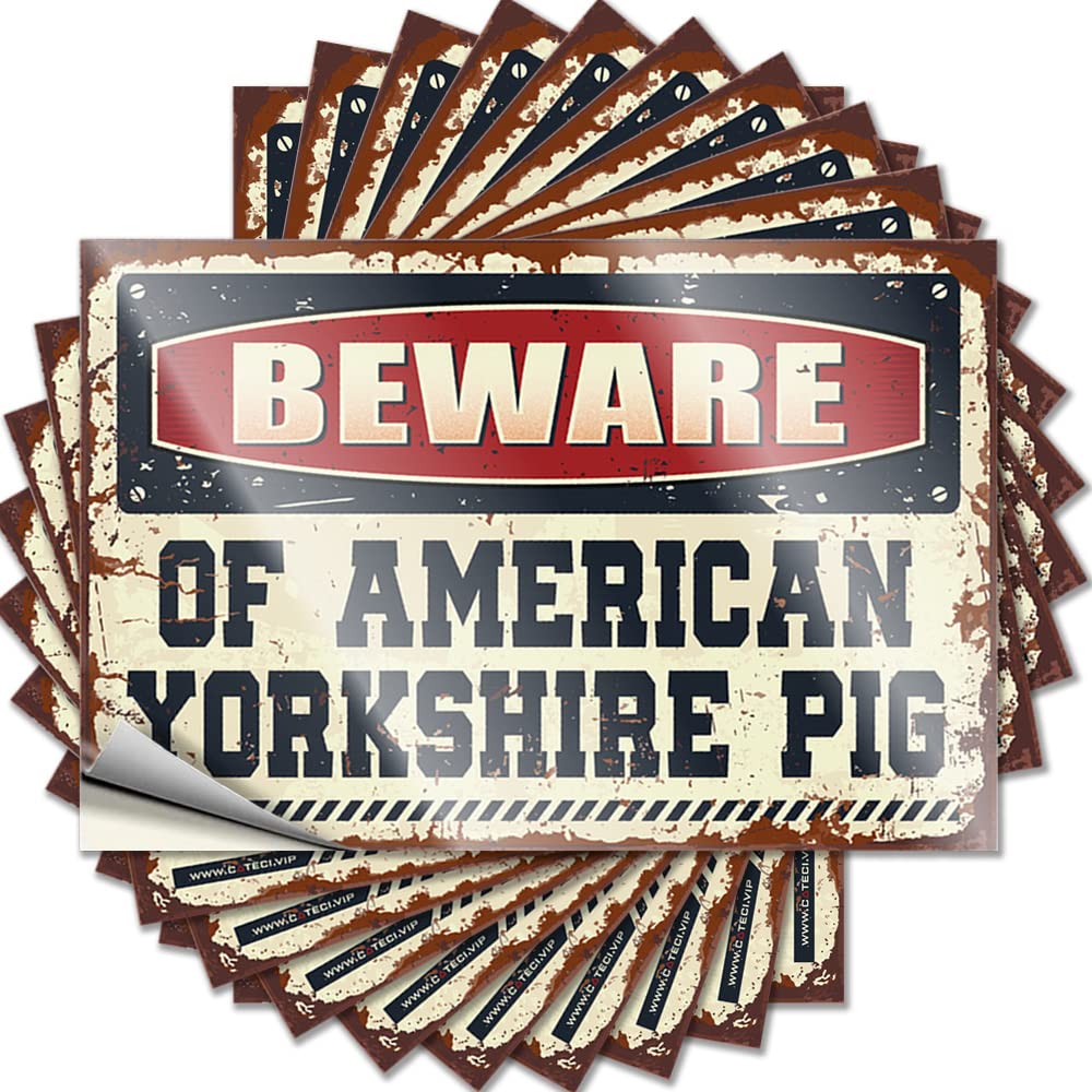 Fzfn Colour Lettering Sticker Winter, Indoor Helmet Beware Of American Yorkshire Pig | Indie Decor(12X18cm)