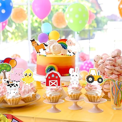 Miniatura 4 de 36 adornos para cupcakes de granja grandes, decoración de primavera de Pascua para temática de granja, suministros de recuerdos de fiesta de