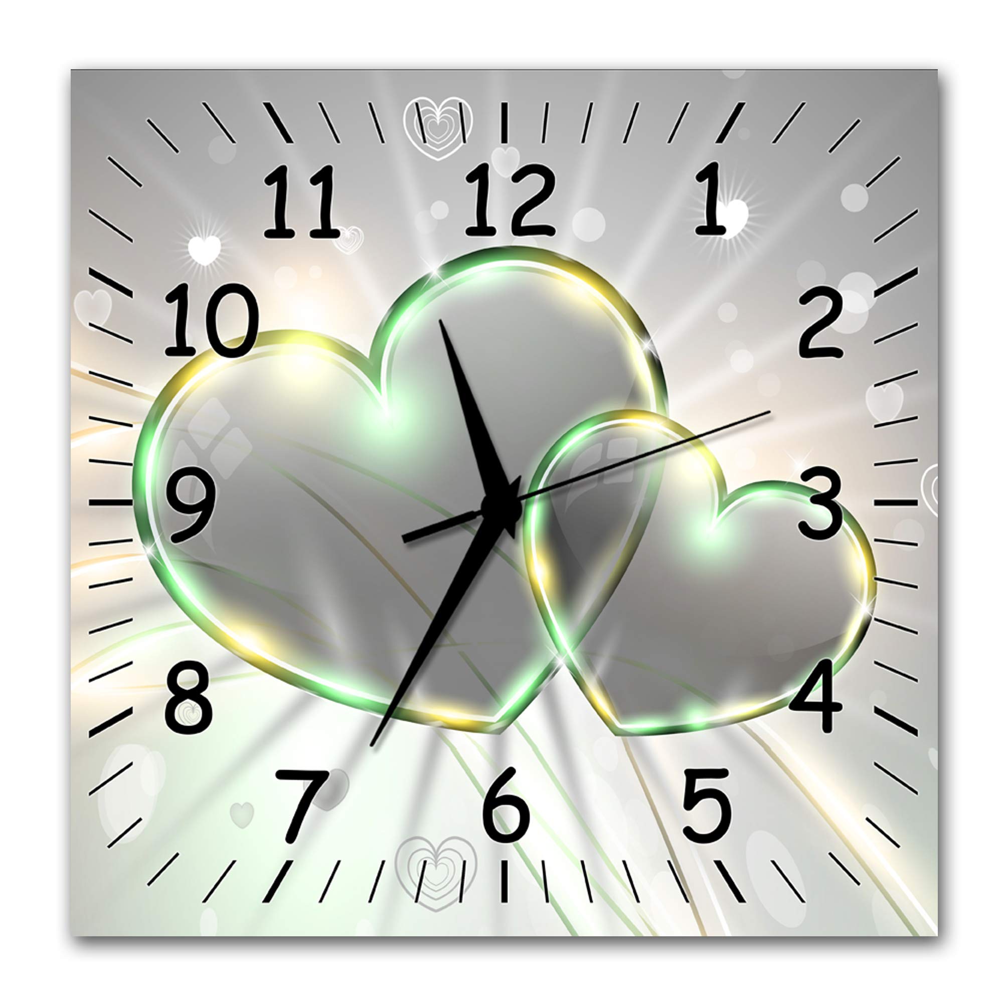 BM Funk Quarz Wanduhr Funkwanduhr Funkwanduhren Funkuhr Funkuhren kein Ticken lautlos geräuschlos leise modern ohne Tickgeräusche Gross XXL Wohnzimmer Küche Herzen 9337-1a SZ