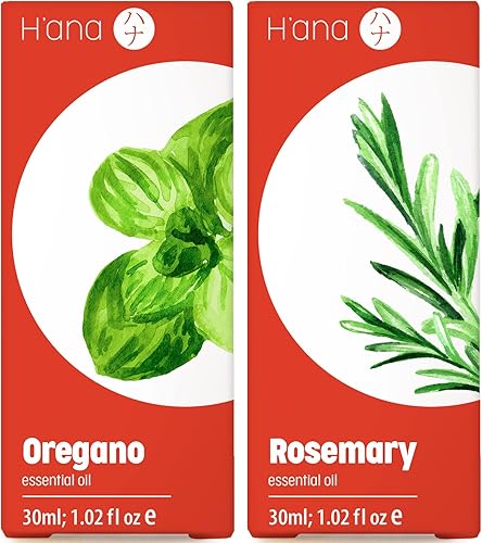 Aceite de orégano para uñas de los pies y romero para el crecimiento del cabello, juego de aceites esenciales 100% puros de grado terapéutico, 2 x 1