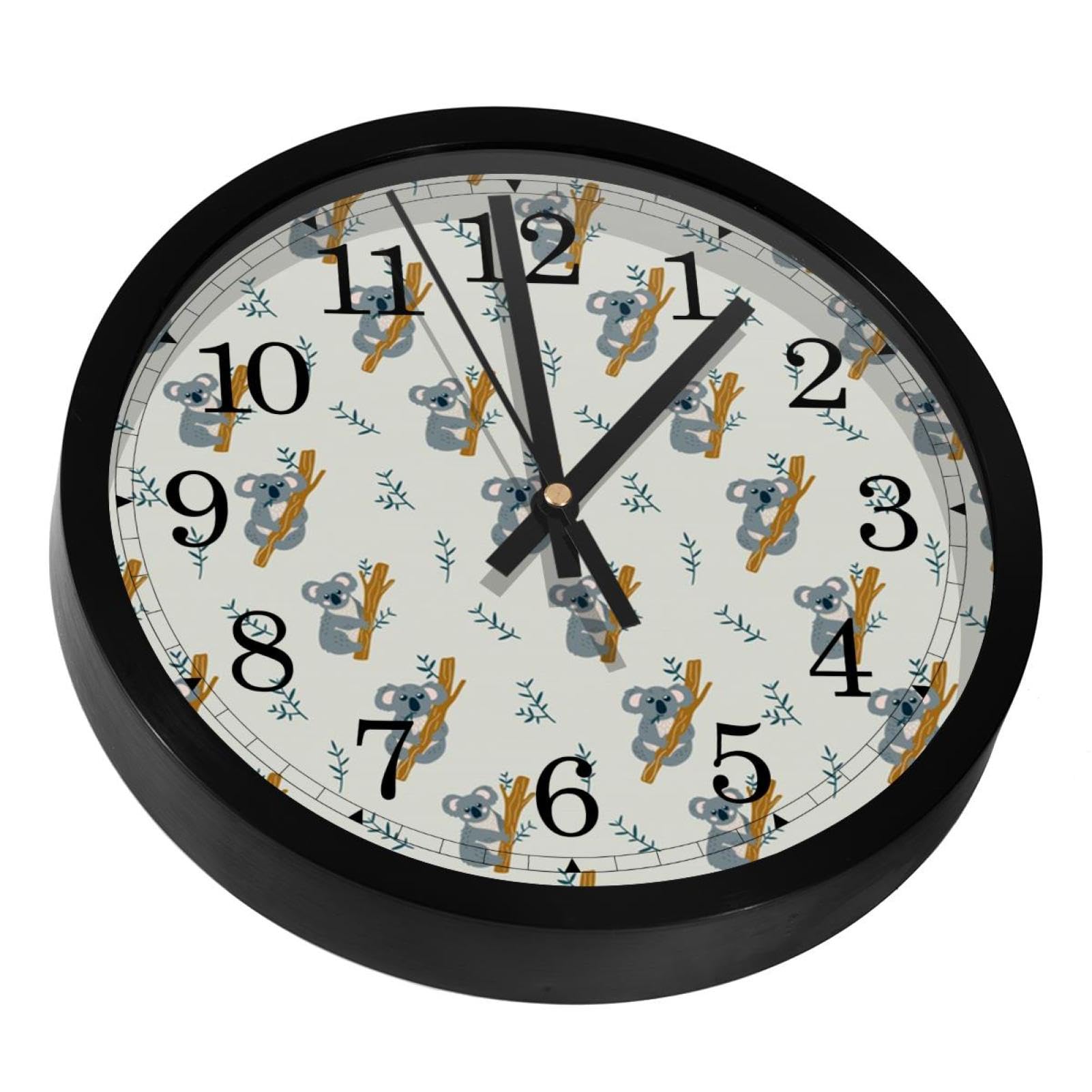 Horloge murale silencieuse koala à piles pour déco de chambre