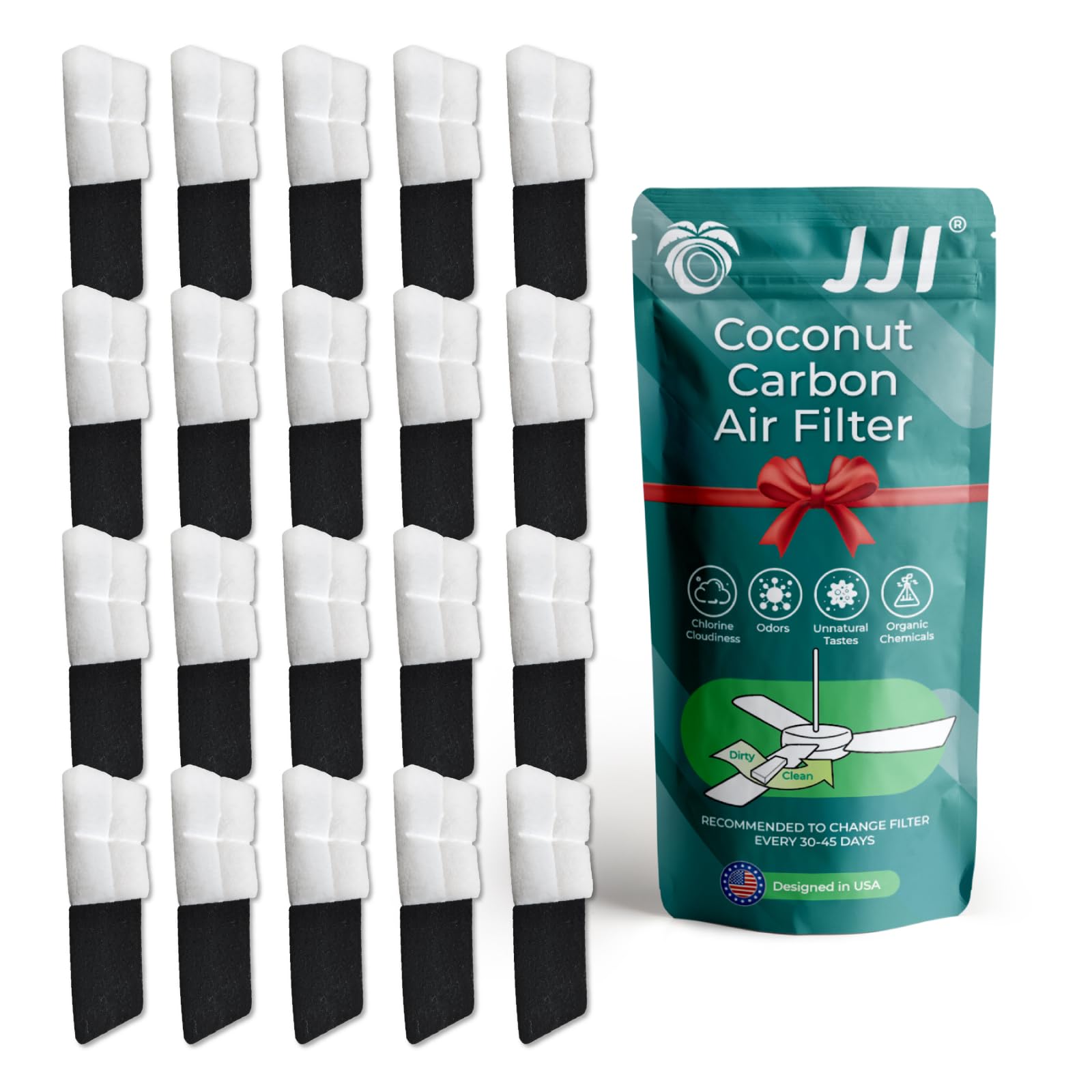 Ceiling Fan Air Filter - 20Pack Ceiling Fan Filter - Easily Sticks on Ceiling Fan Blade Top 5/6" Thickness Ceiling Fan Air Filter & 1/4" Thickness Coconut Carbon Ceiling Fan Filter (20Pack)