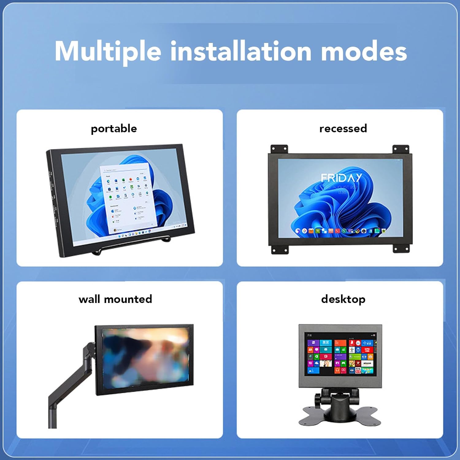 10in Portable External Monitor Small Monitor 178° Angle 1280x800 HD Multimedia Interface with Dual Speakers External Monitor for Laptop PC DVR