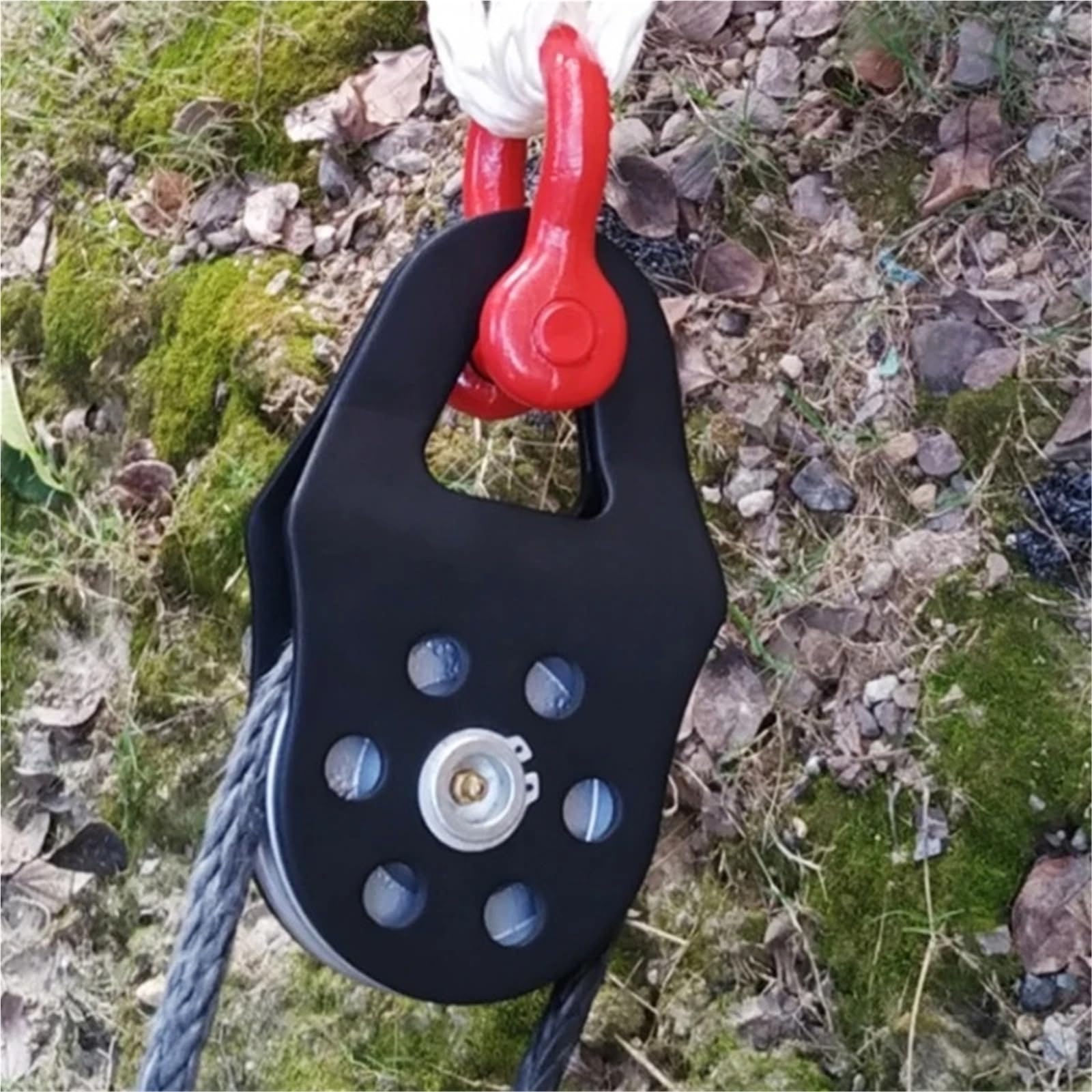 Flaschenzug Heavy Duty 10T Umlenkrollen Block für Synthetische Seil 10T Bruchkraft Winden Riemenscheibe Scheibe Zuverlässige Riemenscheibe(Red)