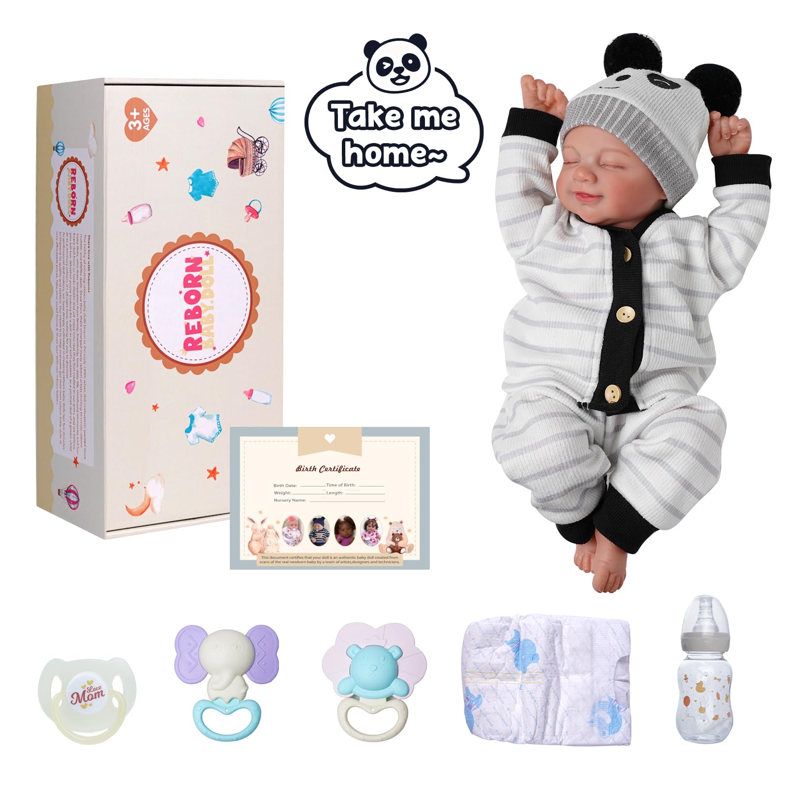 BABESIDE Reborn-Babypuppe Mädchen– 17 Zoll Lebensechte Neugeborene Babypuppe, Weiche Stoffkörper, Reborn-Puppen mit Kleidung und Accessoires für Kinder ab 3 Jahren