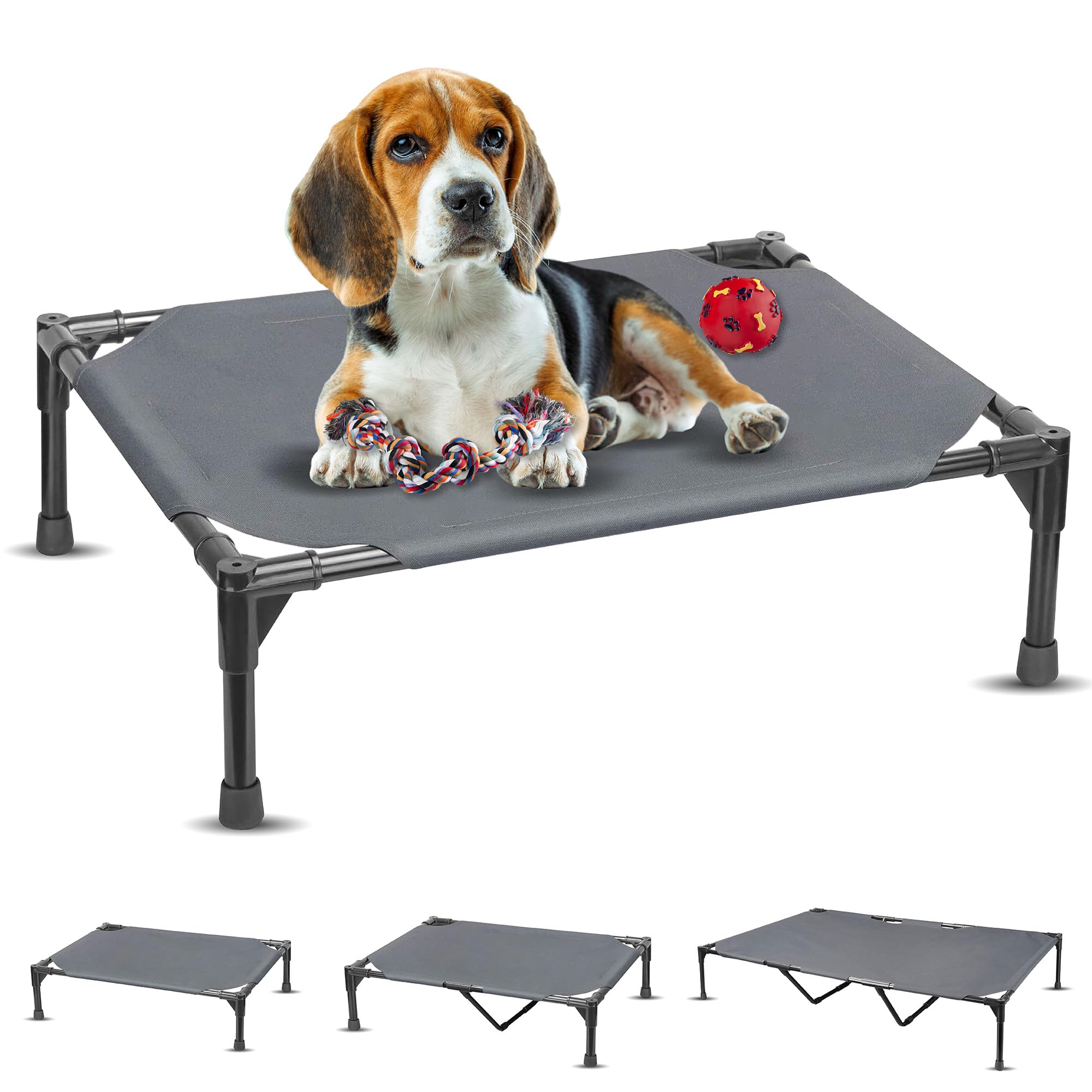 Moonlight Elevated Dog Bed – Outdoor Cooling Raised Dog Beds for Large Dogs Small Medium Large Extra Large Dog Bed Portable Pet Couch Cat Bed Breathable Mesh Washable Cot Bed (Medium, Grey)