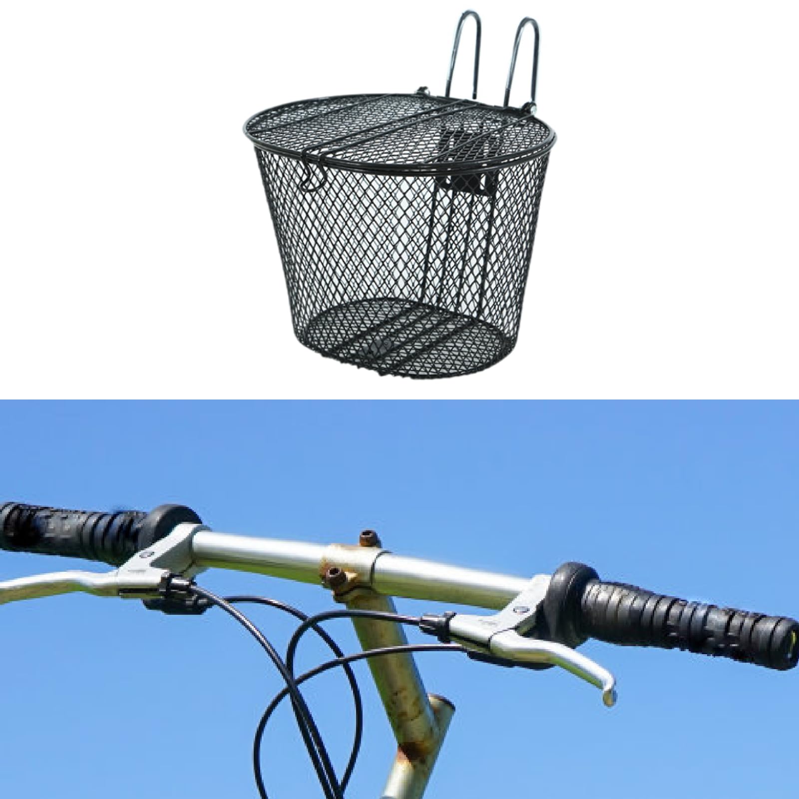 Amazon | TISHITA 自転車バスケット フロントカゴ フック付 蓋付き 