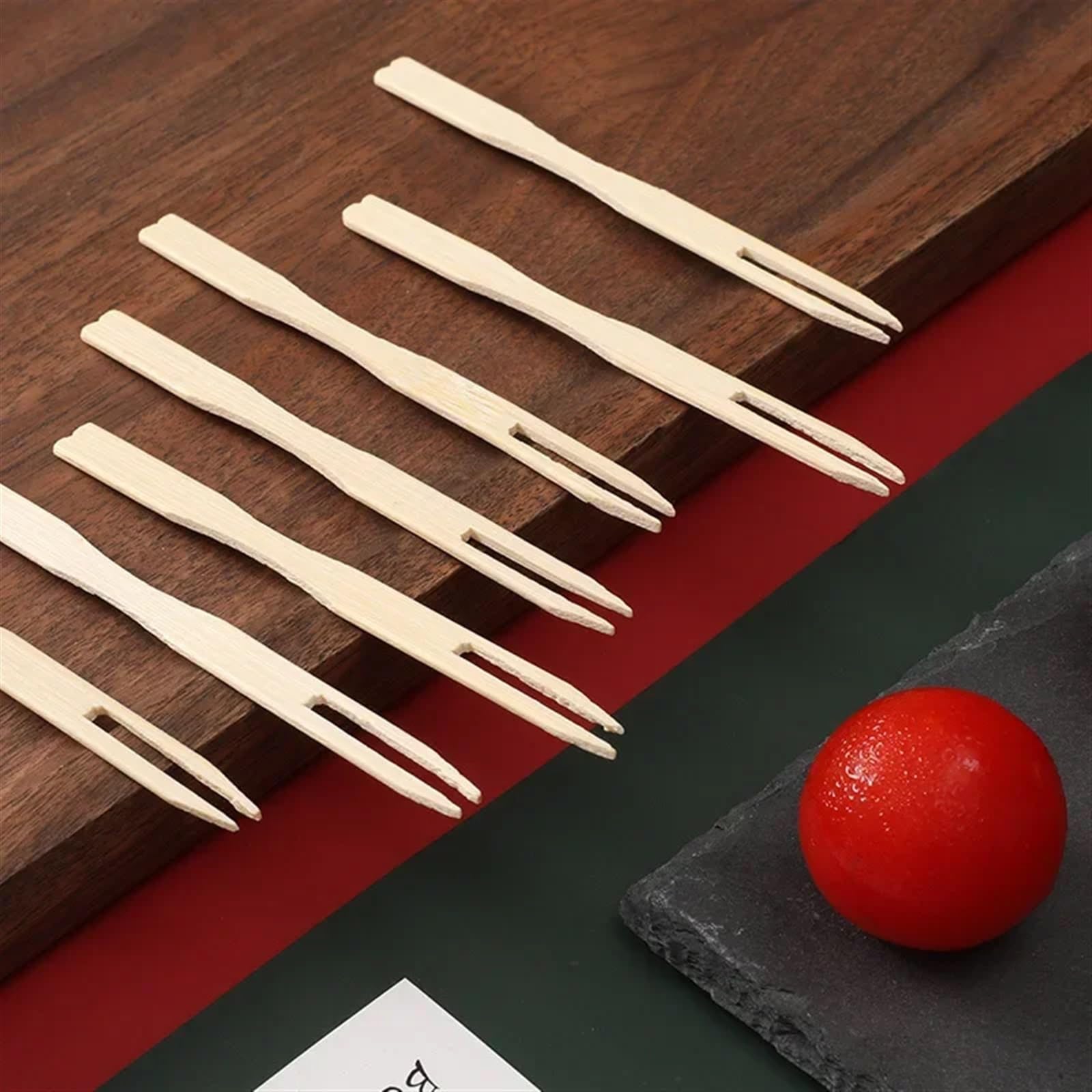 160 Pezzi Forchette in Bambù da Cocktail e Frutta a Due Denti, Monouso in Legno per Feste, Banchetti, Buffet, Catering e Vita Quotidiana