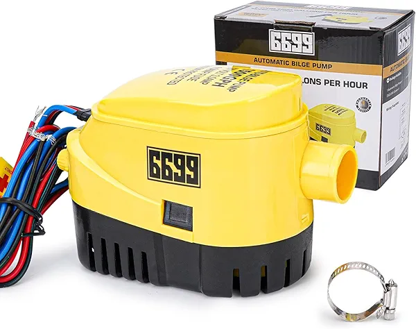 6699 Automatic Boat Bilge Water Pump 12v 1500GPH Auto with Float Switch Submersible Boat Bilge Pump for Boat Yacht Recreational Vehicle BGP 1500