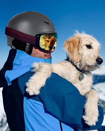 Miniatura 5 de VICTGOAL Casco de esquí para adultos, hombres y mujeres, casco de snowboard con orejeras, carcasa de ABS y casco de nieve de espuma EPS ML tamaño