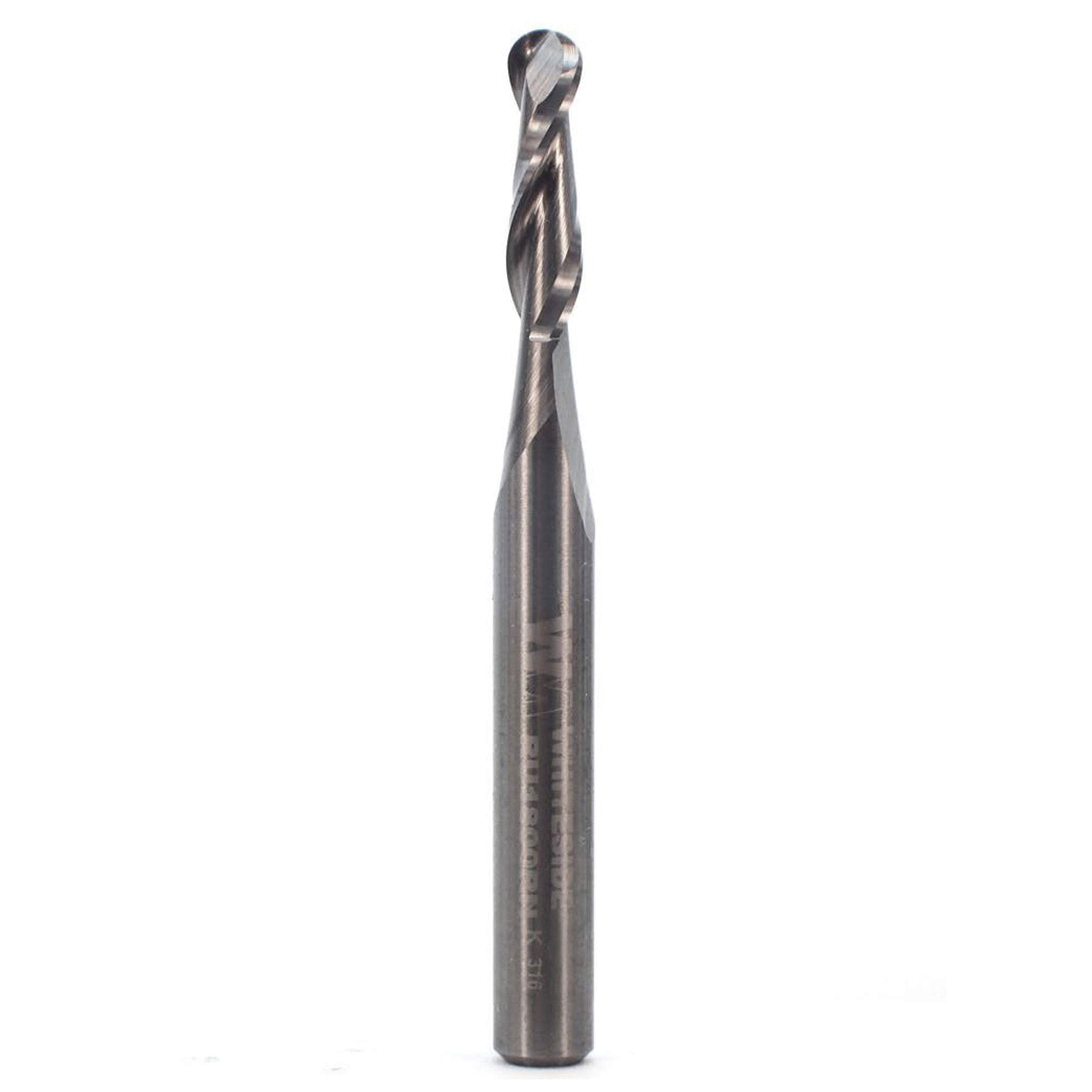 Whiteside 3/16" Ball Round Nose CNC Router Bit, 3/32" R, 3/4" CL, 1/4" SH, 2 Flute