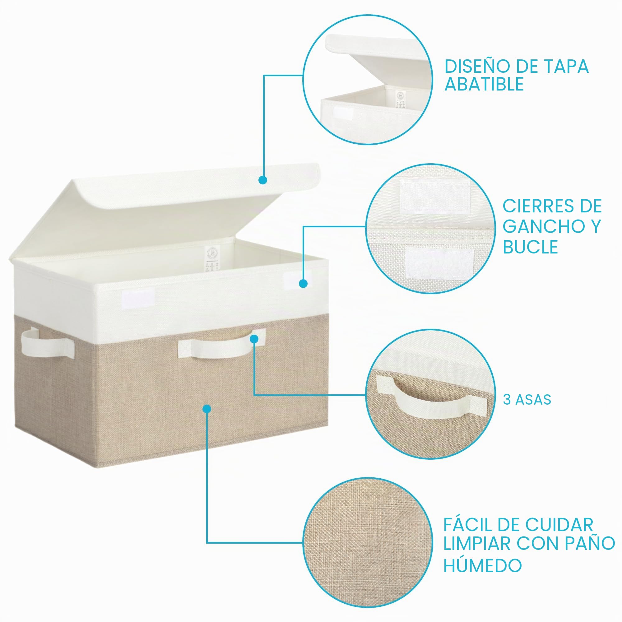 GRANNY SAYS Cajas Almacenaje con Tapa, Paquete de 2 Cajas de Almacenamiento para Estantes, Cajas de Tela Almacenaje Ropa Armario, Cajas Organizadoras con Tapa, Cajas Almacenaje Decorativas, Caqui