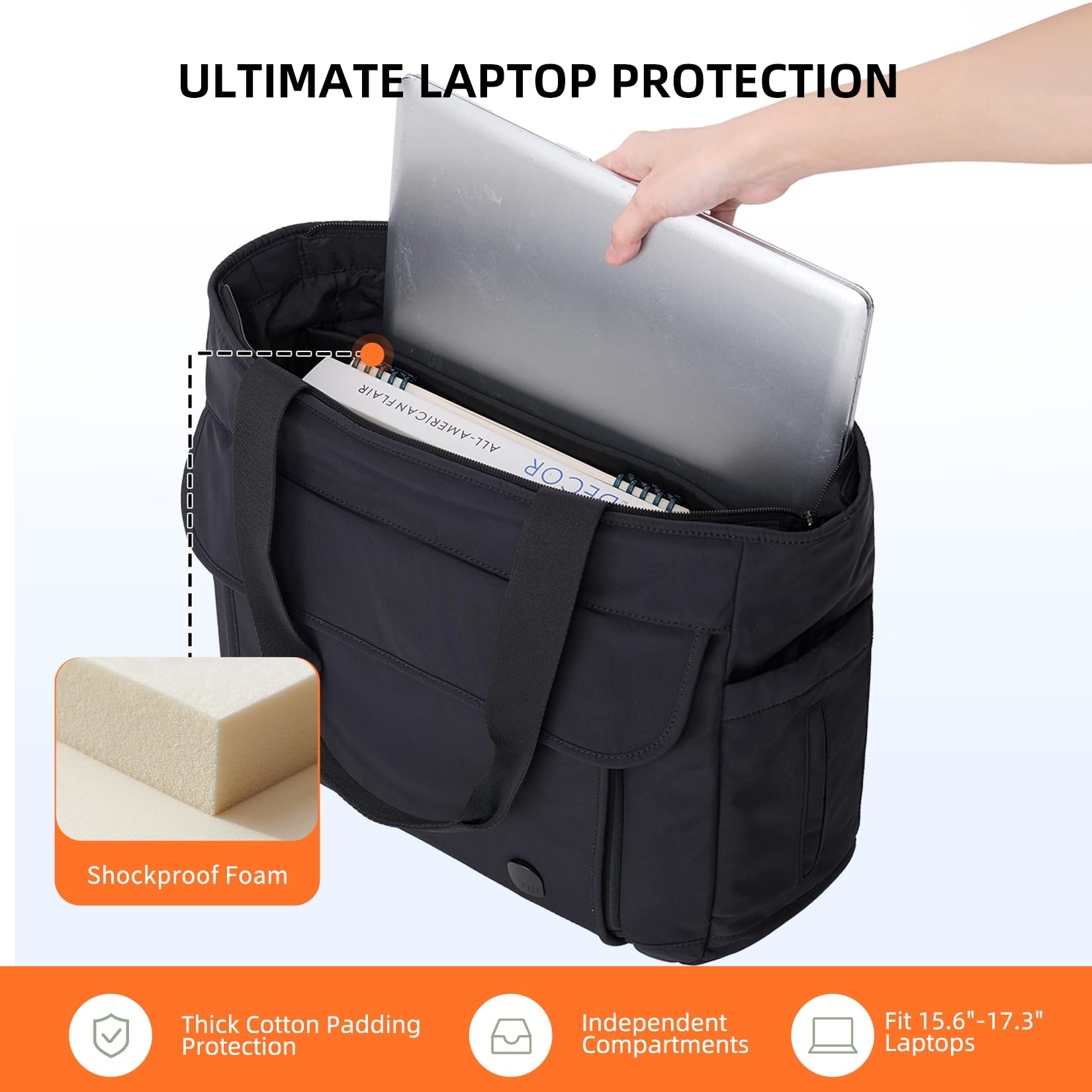 aji Borsa da lavoro da donna, con scomparto refrigerante, borsa per computer portatile da 17 pollici, borsa per il pranzo, borsa per la scuola, da donna, con scomparto isolato, per lavoro, università