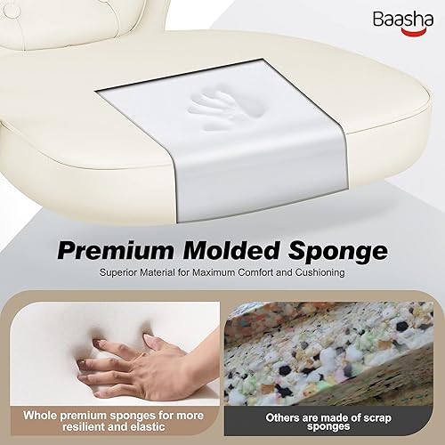 Miniatura 5 de Baasha Silla reclinable para estilista, silla de peluquero multiusos con bomba hidráulica de alta resistencia, silla giratoria de 360 con