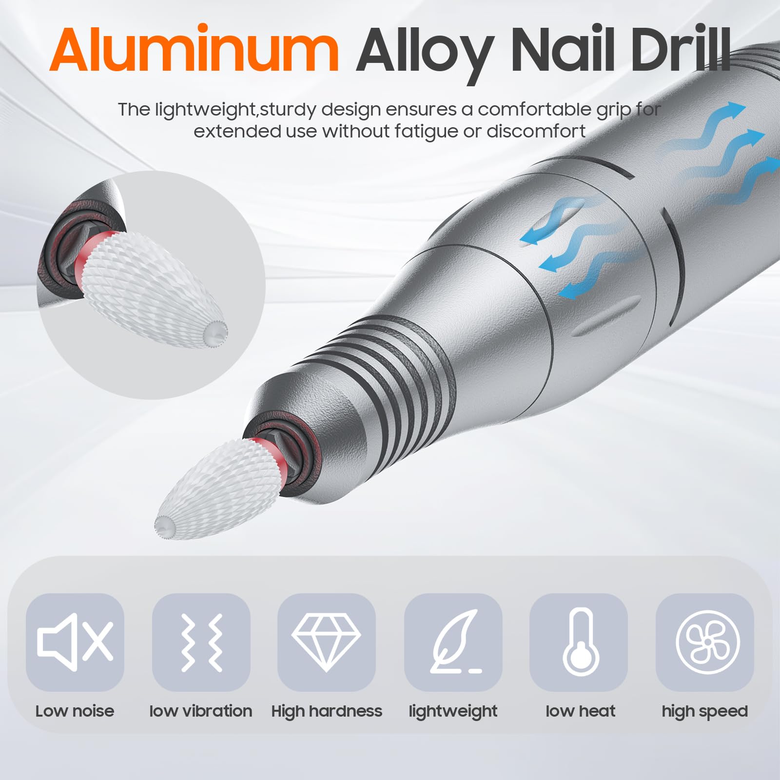 SONGMIN Professioneller Nagelbohrer, 35000 U/min, tragbar, schnurlos, mit Bit-Set für Acrylnägel, Gel-Polieren, Entfernen, wiederaufladbare elektrische Nagelfeile für Maniküre, Pediküre, Salon