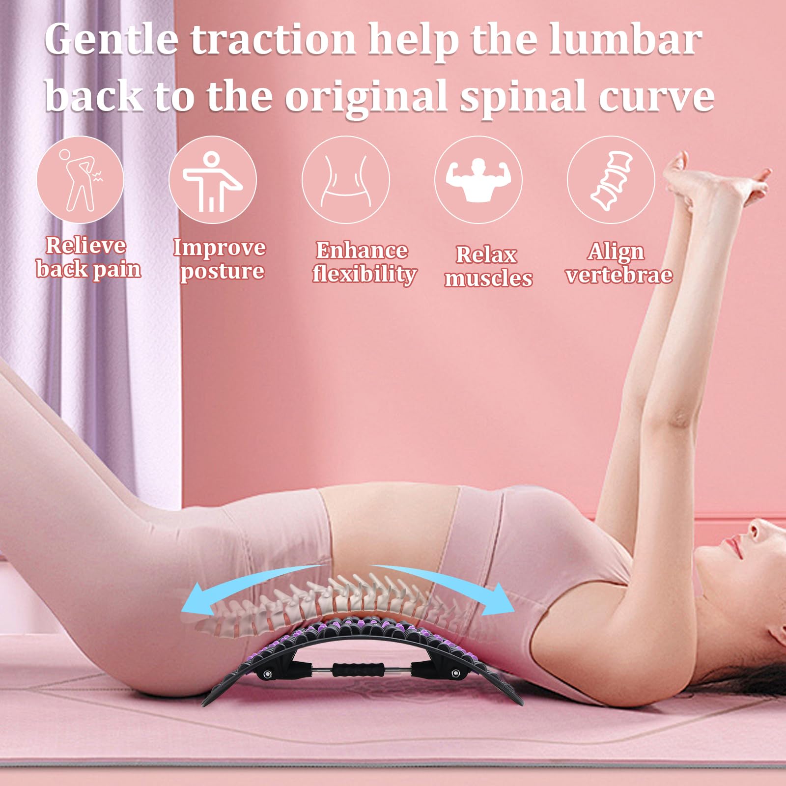 Étirement dorsal réglable avec points de massage, étireur dorsal pour la maison, accessoires de yoga, relaxation et correction de la posture