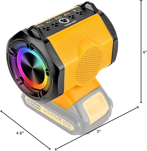Miniatura 8 de Taingwei Altavoz Bluetooth para batería Dewalt de 20 V y 60 V, altavoz pequeño inalámbrico de 30 W para lugares de trabajo, hogar y fiesta (batería