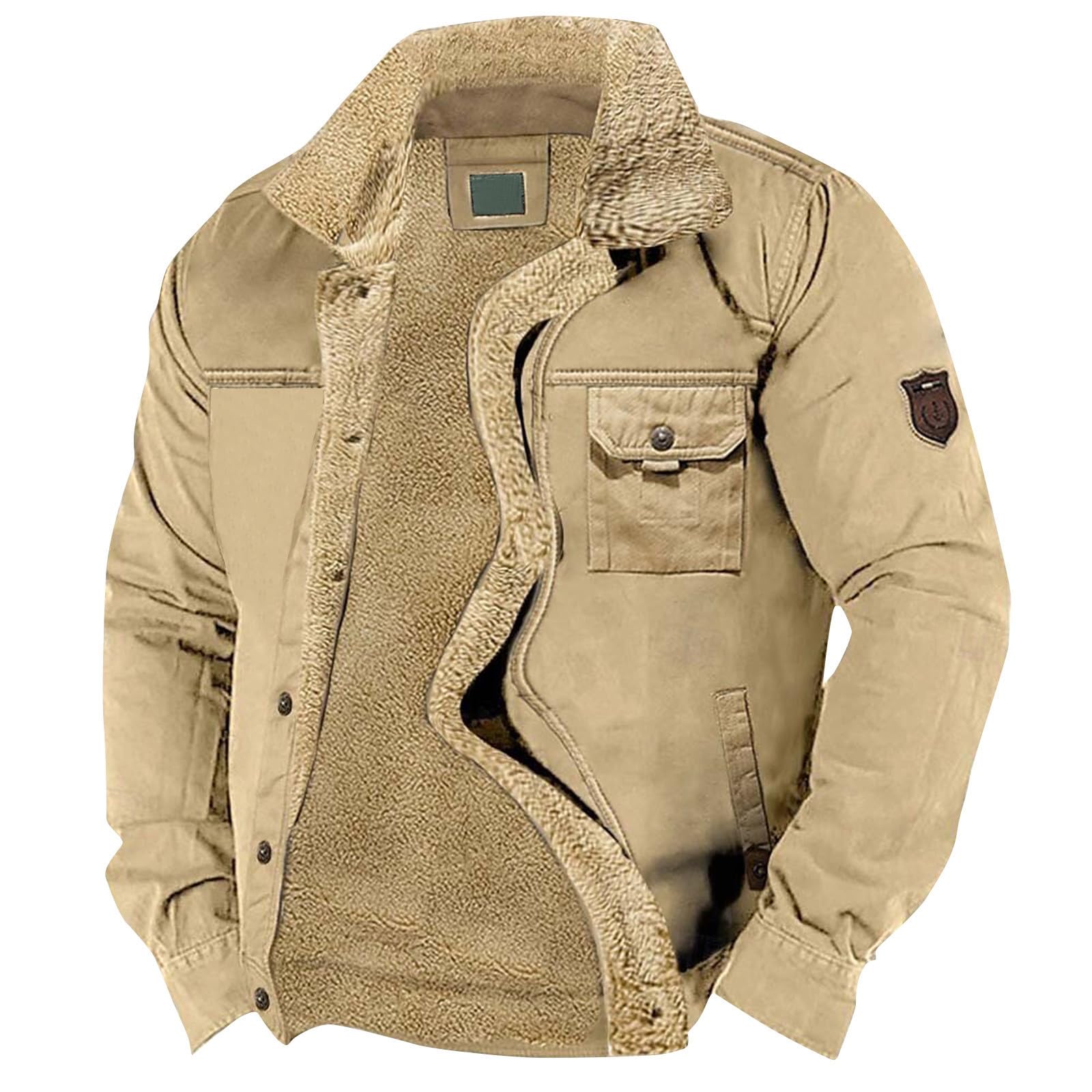 Generisch Winterjacke Herren Sherpa Fleece Leichte Jacke Flauschiger Thermo Kapuzenmantel Für Alltag Kaltes Wetter, M-3XL