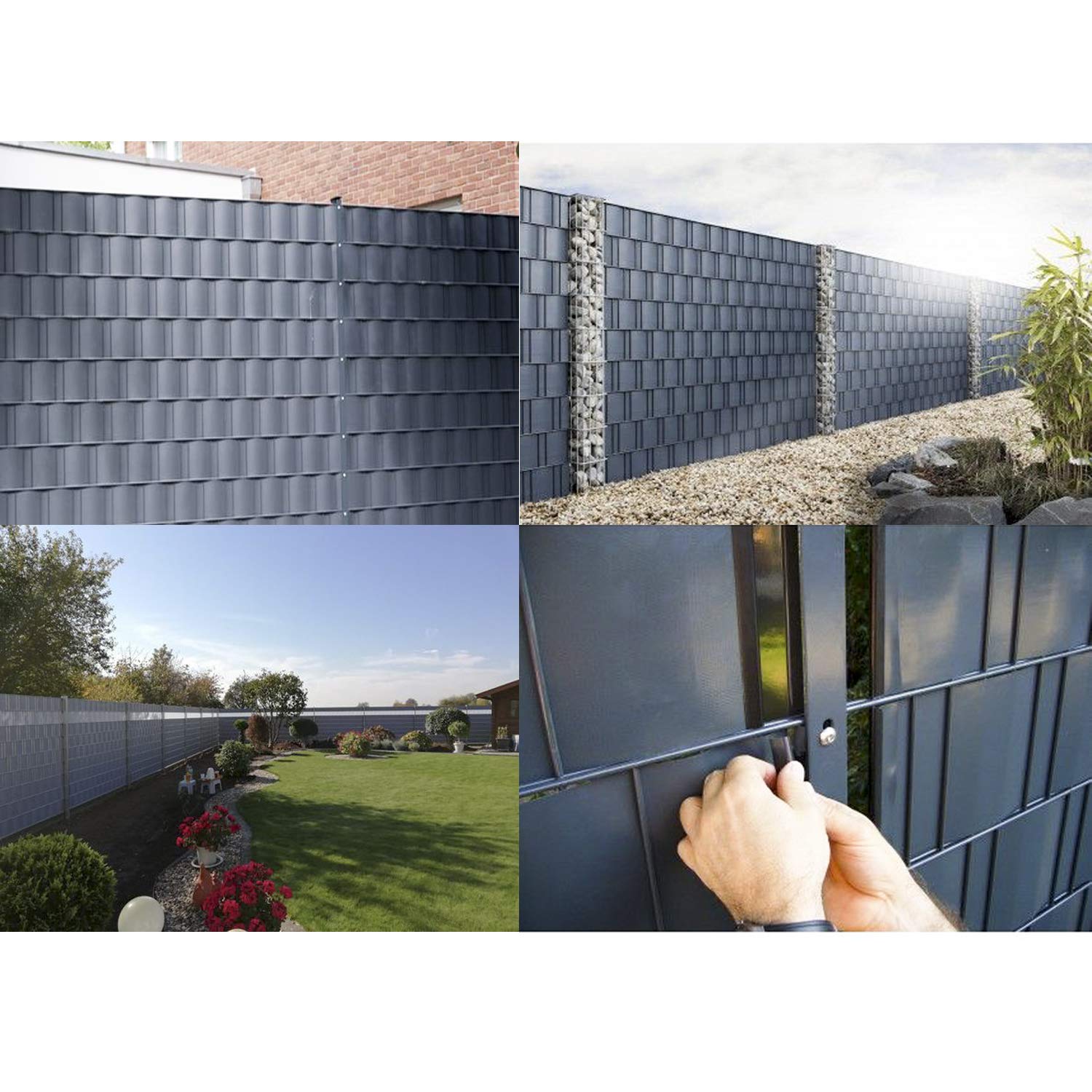 Paneles de protección visual para vallas de doble varilla, PVC, 280 m x 19 cm, incluye 240 clips de fijación, lámina de protección visual de PVC, para valla de jardín, balcón, color antracita