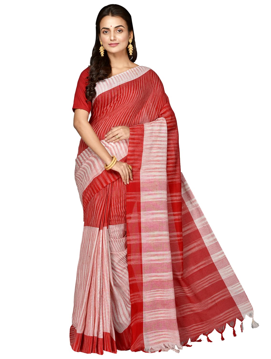 my story Woven Handloom Cotton Blend Saree - Artisan Crafted Traditional Ethnic Wear with Elegant Woven Texture and Versatile Styling for Festive, Office, and Everyday Occasions-picture-28