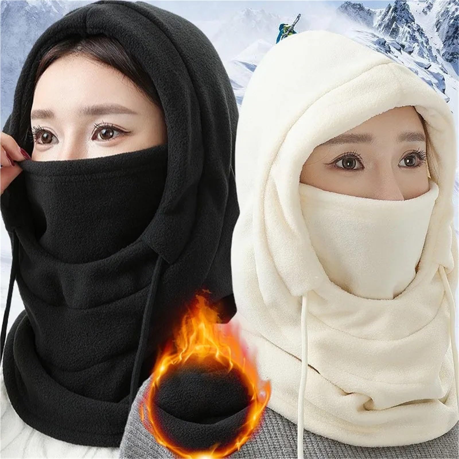 Gorro pasamontañas Gorro con máscara para la Cara para Invierno al Aire Libre Hombres Mujeres máscara de esquí a Prueba de Viento térmico Polar Sombrero Cuello