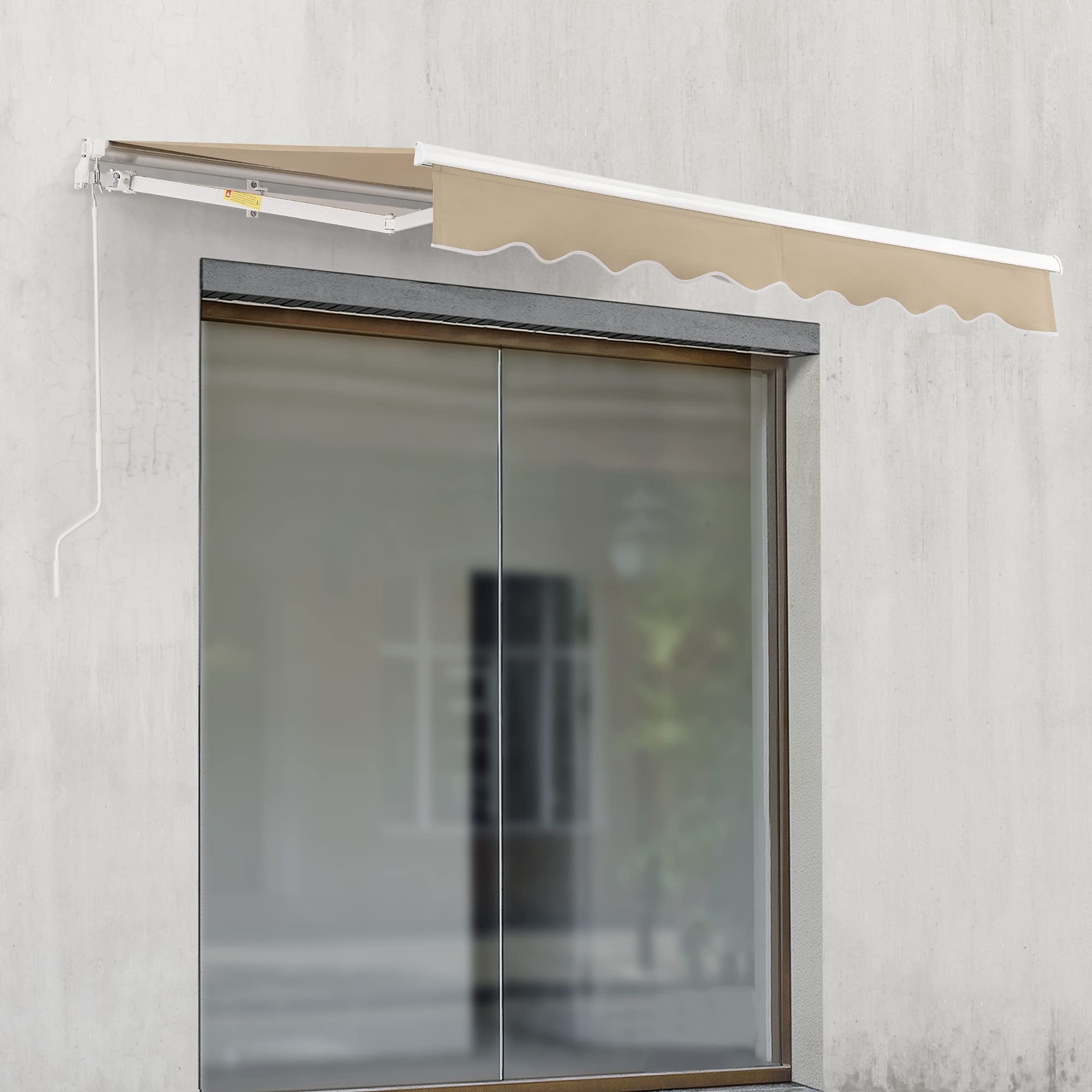 [en.casa] Markiza 250 x 200 cm, zwijana markiza przegubowa z korbą ręczną, ochrona przed słońcem na balkon, taras, balkon i promieniowanie UV i warunki atmosferyczne, beżowa