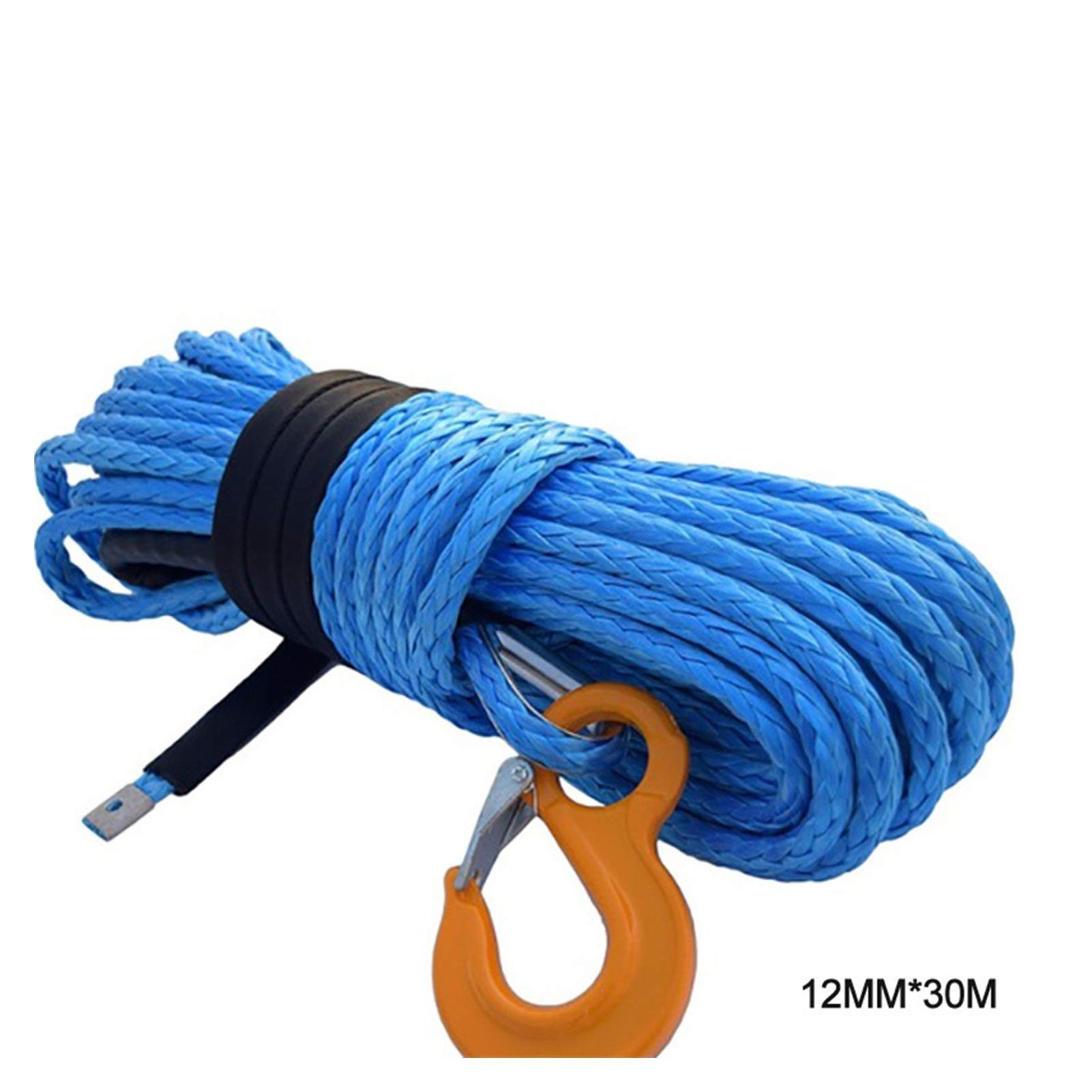Syntetyczna lina wyciągarki, Red 12mm * 30m kabel wyciągarski ATV, liny Uhmwpe, samochód holowniczy, kabel wciągarki plazmowej do pojazdów terenowych 4WD ATV UTV(Oranje)