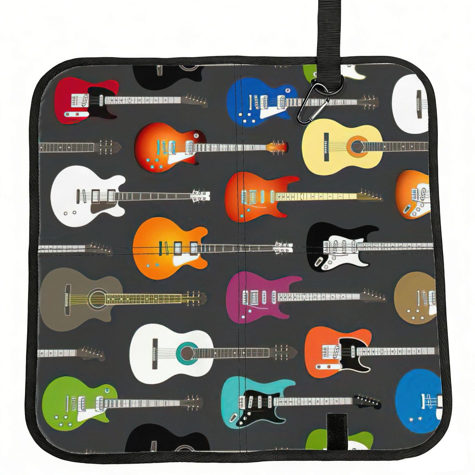 bghdfa Color Acoustic And Guitars Print Outdoor Sitting Mat Waterproof Oxford Cloth Seat Cushion Folding Foam Camping Seat For Picnic