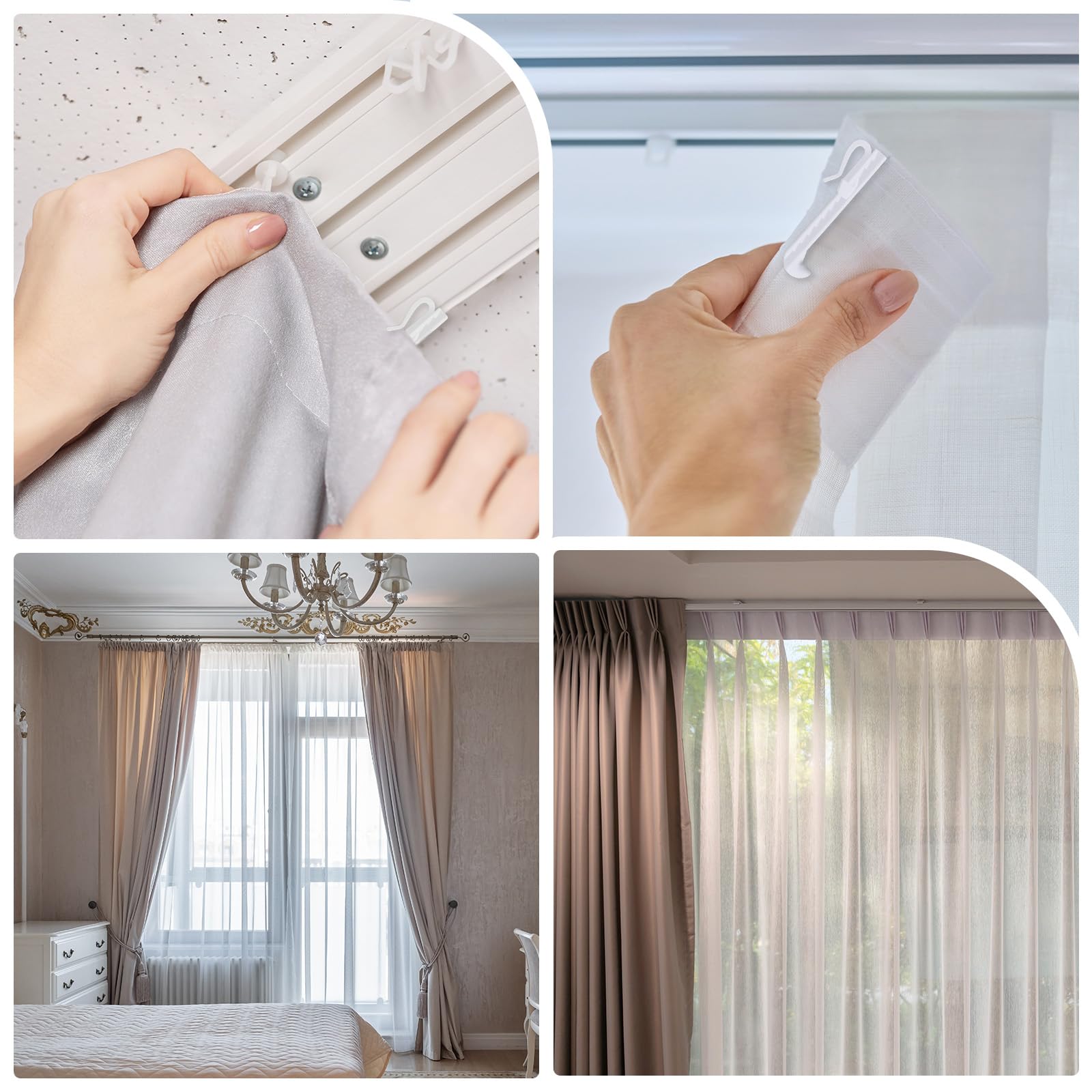 XLIUAX 50 Pcs Plastic Curtain Hooks - Image 2
