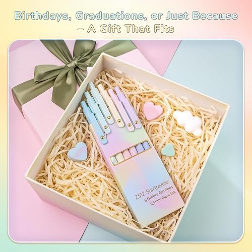 Miniatura 7 de 6 bolígrafos de gel de 0.020 in de secado rápido, bolígrafos de tinta negra, bolígrafos de escritura suave, bonitos suministros de oficina y