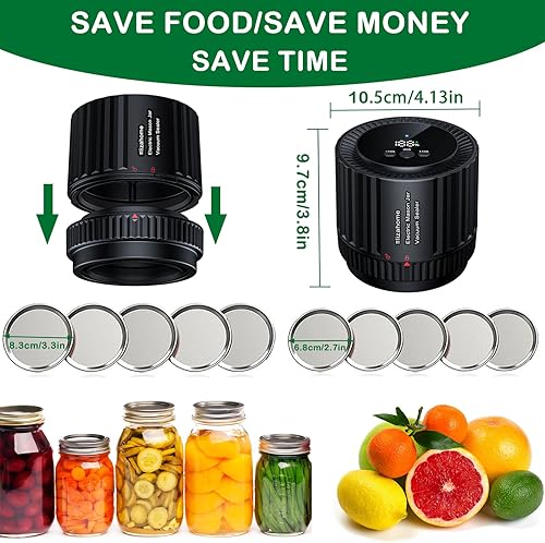 Miniatura 2 de Eilzahome - Sellador al vacío eléctrico de tarros Mason de boca regular y ancha, selladores al vacío fáciles de usar para almacenamiento de