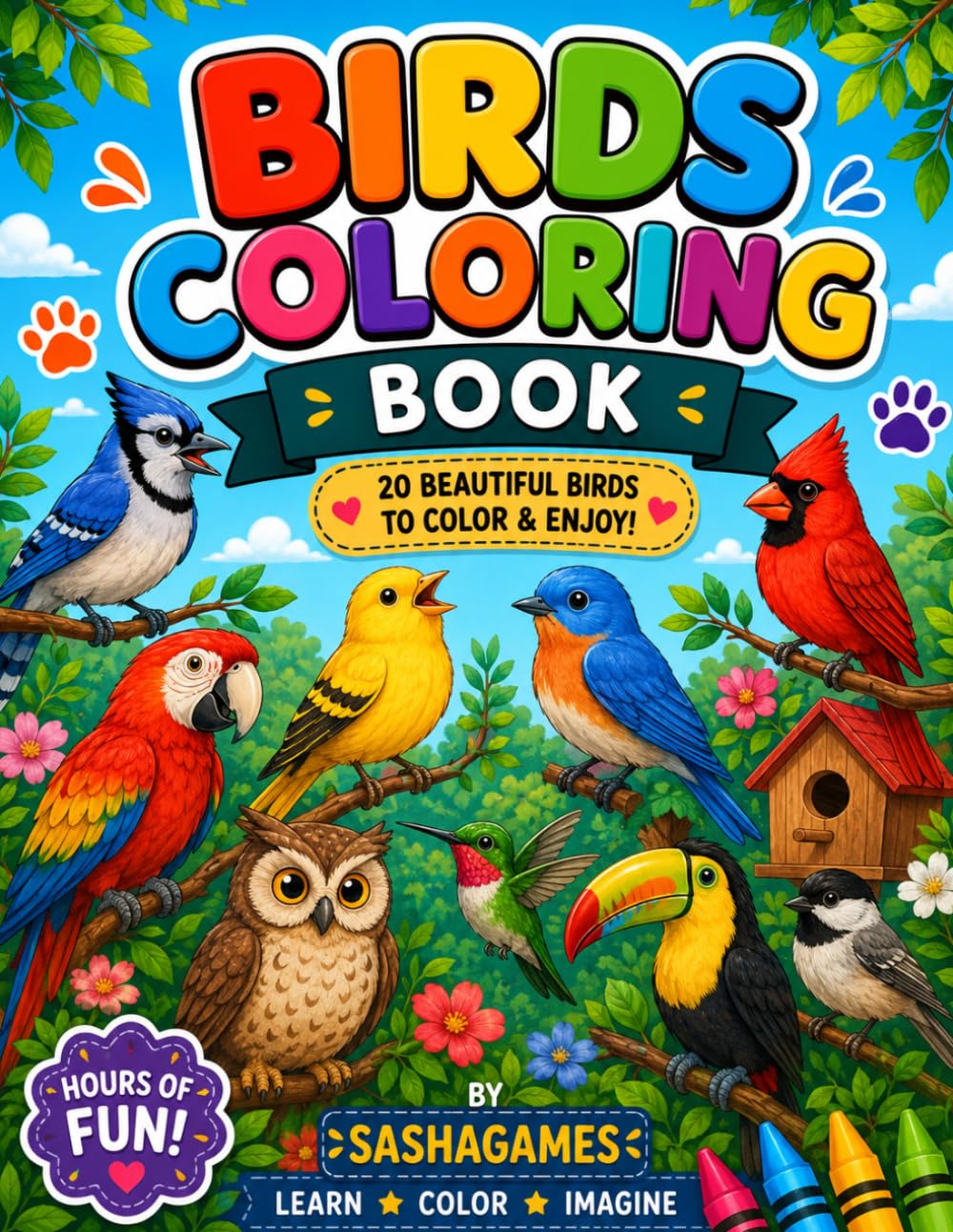 Birds Coloring Book: Color, Learn and Fun