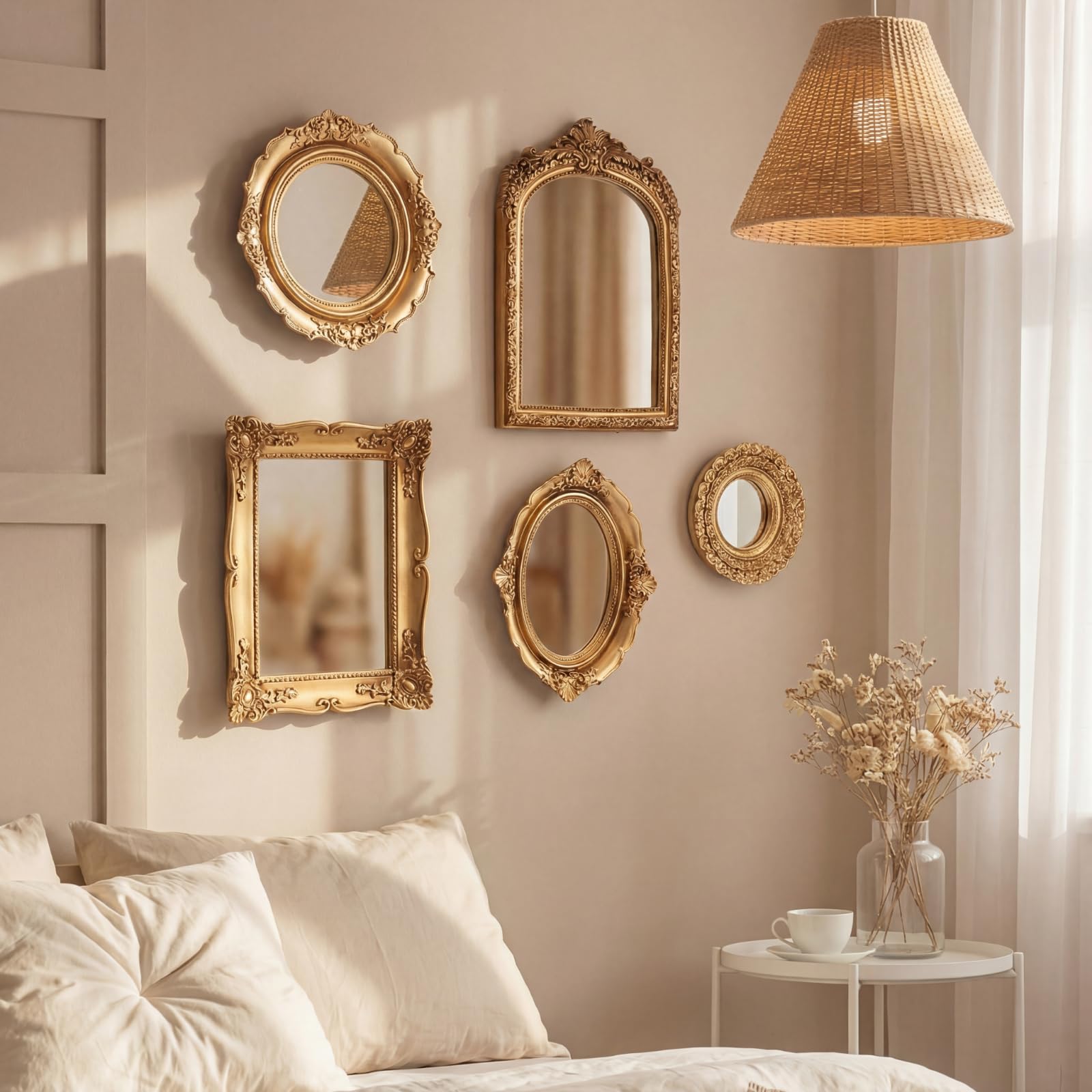 み*ぃ様 【早い者勝ち！】antique mirror 壁掛けゴールド アンティ Amazon.com: BrightRow 5 Pcs Vintage Gold Mirror Luxury Set Small