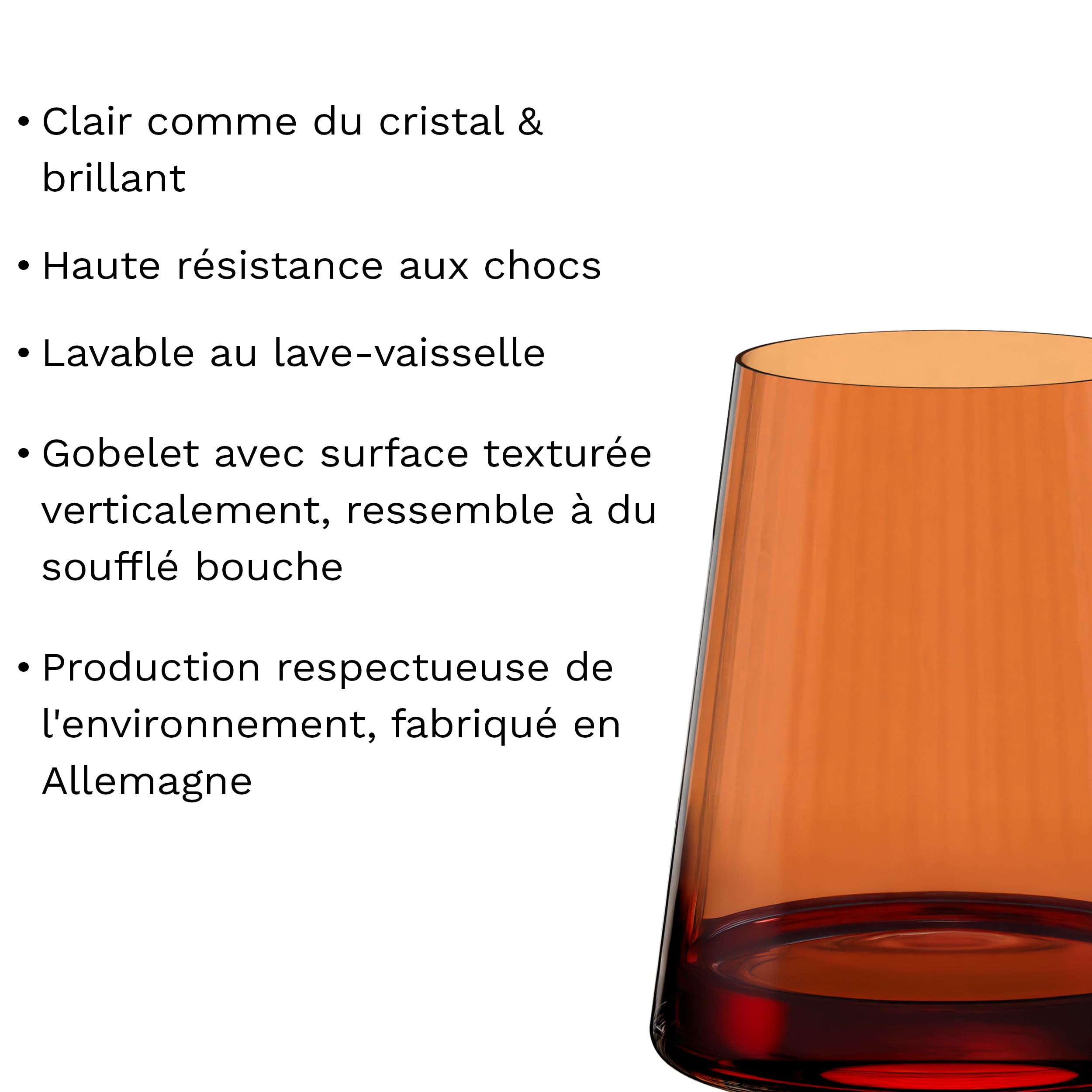 Stölzle Lausitz Gobelet à Vin Blanc Symphony Orange Lot de 6, 400 ml – Polyvalents Vin Blanc, Eau, Jus & Cocktails – Gobelets Cristal – Lavable au Lave‑Vaisselle & Résistants aux Chocs