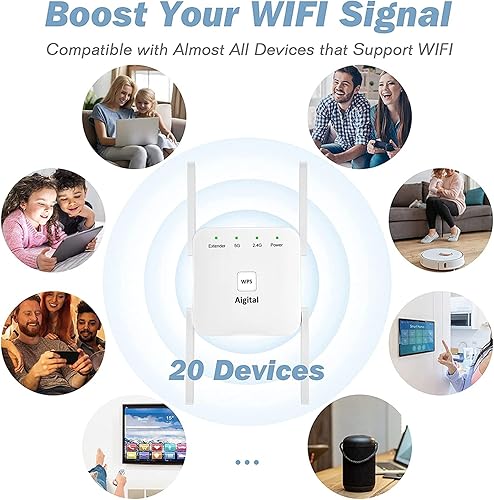 Miniatura 7 de Extensor WiFi más nuevo 2023, repetidor WiFi de 1200 Mbps, mini amplificador WiFi, amplificador de Internet de doble banda con puerto Ethernet,