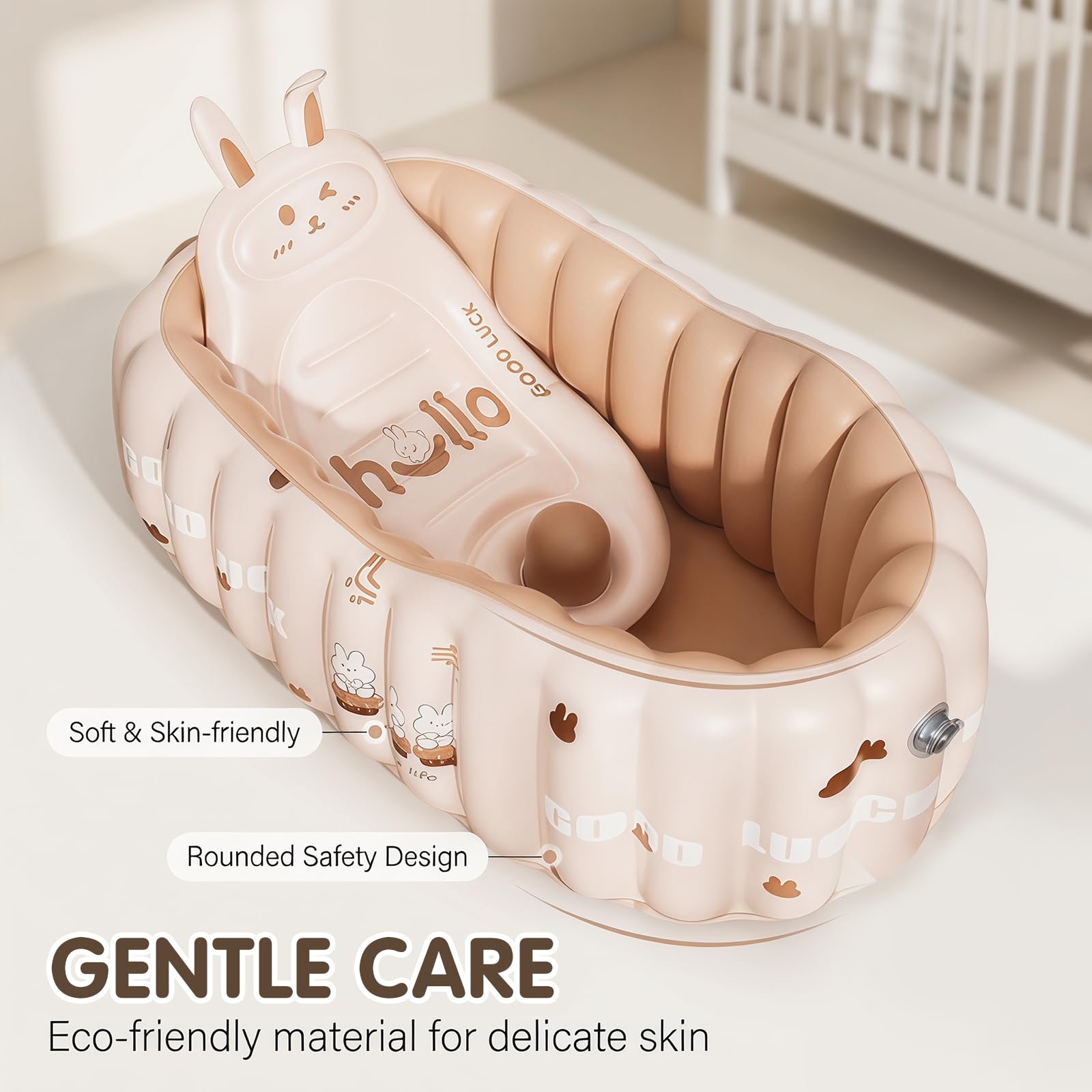 CEWROM Vasca da bagno gonfiabile per bambini, portatile, da viaggio, con pompa ad aria, pieghevole, antiscivolo, per bambini e neonati (rosa)
